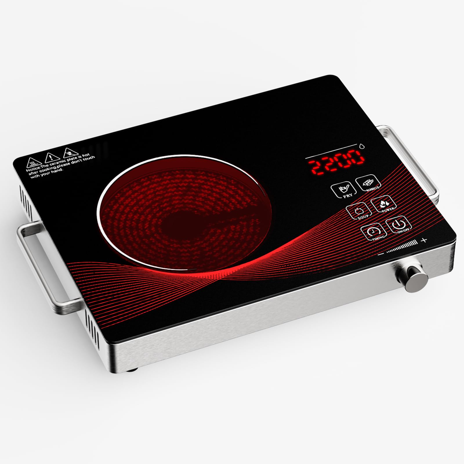 Plaque de Cuisson Électrique 1 Feu 2200W – Plaque Vitrocéramique Portable pour Camping et Cuisine, Chauffage Rapide et Économique plaque de cuisson vitrocéramique 1 feu