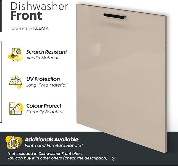 KLEMP Panel frontal para lavavajillas – parte frontal de lavavajillas – color blanco mate – totalmente integrado - 2