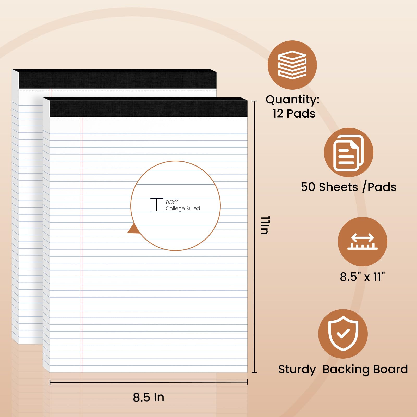 Legal Pads Lot de 12 blocs-notes 8,5 x 11,75 Blanc