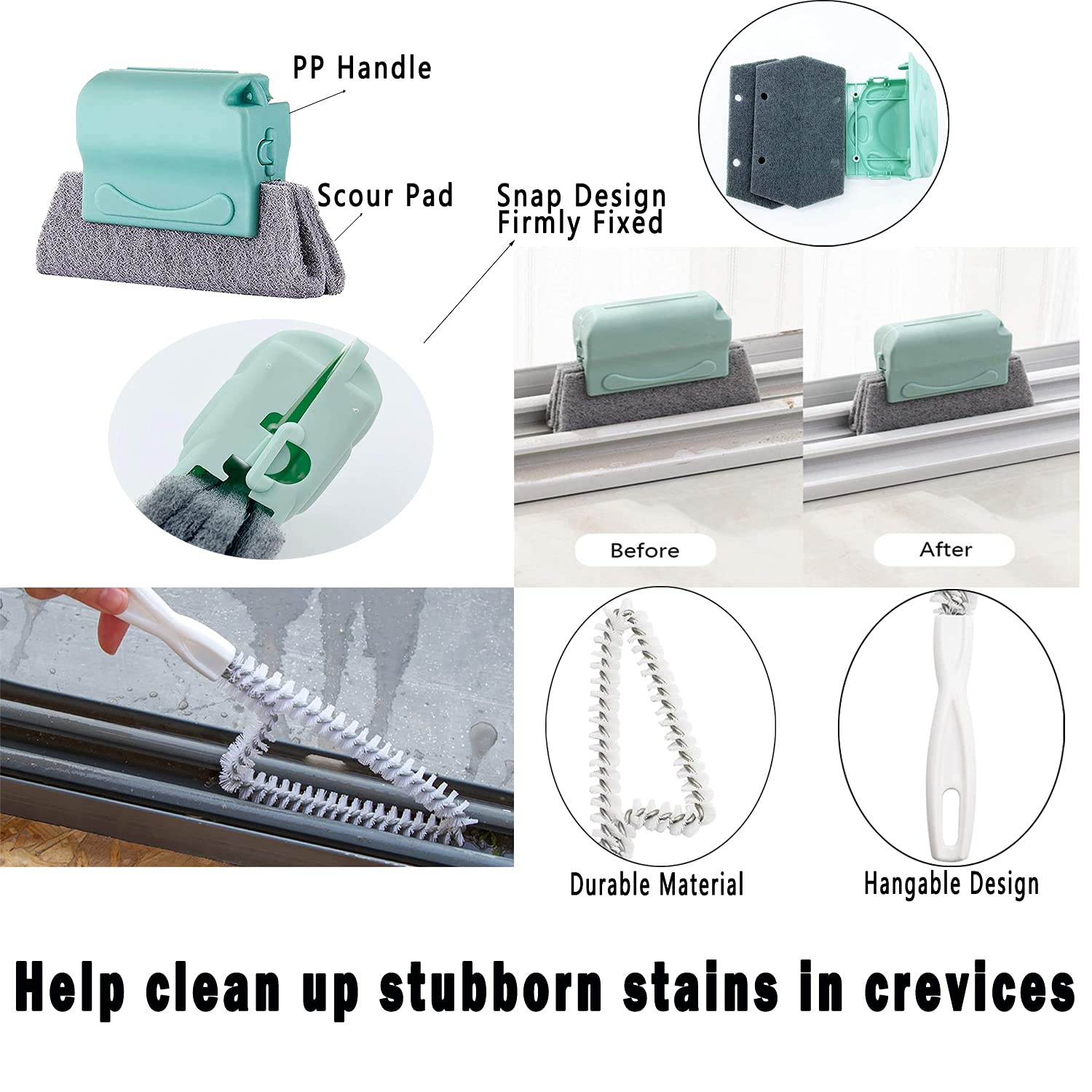 Kit De 9 Brosses Pour Nettoyer Les Rainures De Fenêtres Et Portes Coulissantes - Inclus Chiffons, Pelles Multi-usages - Parfait Pour Volet, Climatiseur, Salle De Bain