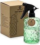 OFFIDIX Glass Spray Bottle, Pressure Watering Can, Indoor Plant Mister, Adjustable Nozzle, 0.4L/13.5oz Handheld Spray Bottle for Garden Plants Cleaning Solutions (Amaranth)