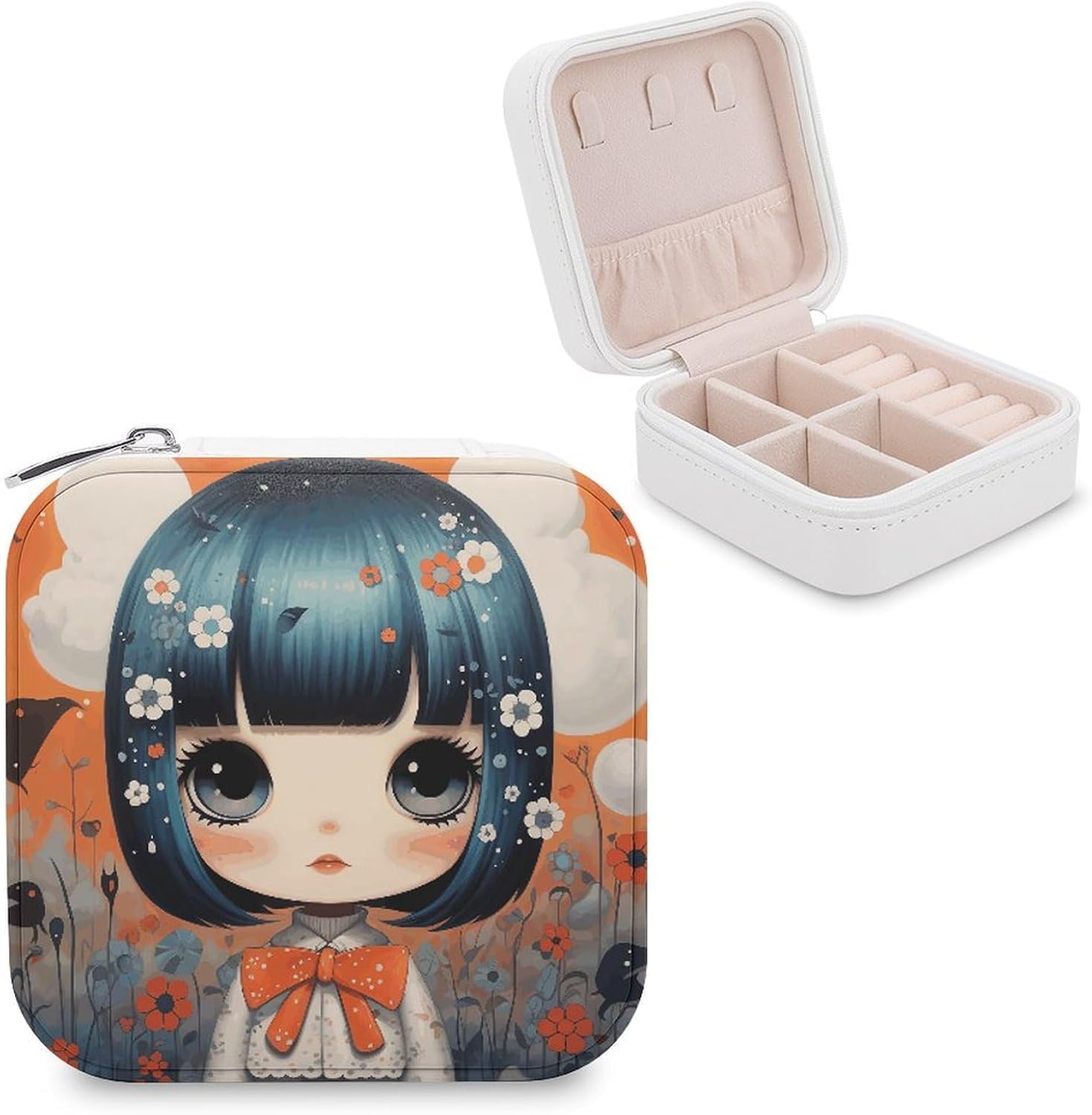 Cute PU Leather Travel Jewelry Case Storage Ideal Gift for Women