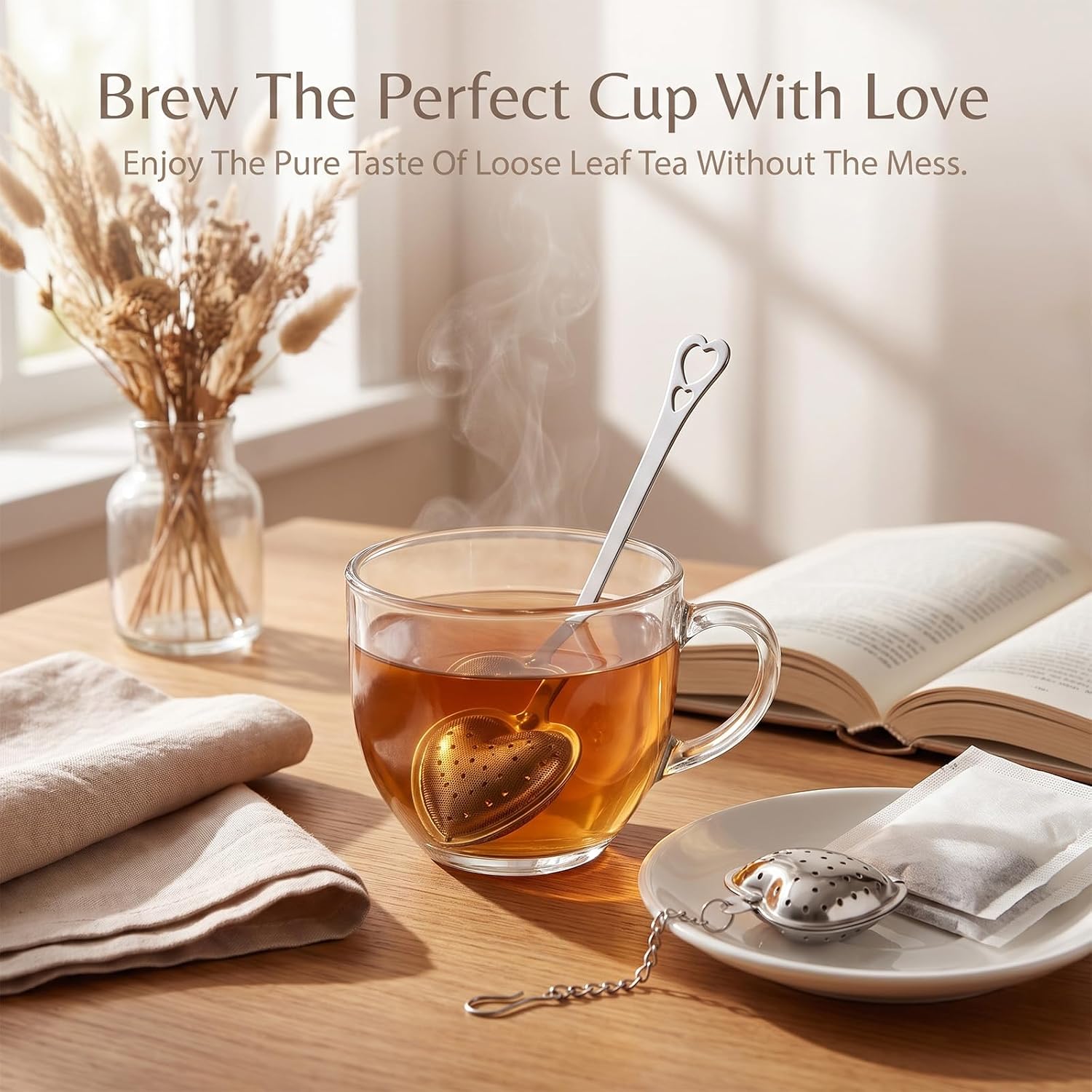 2 Pcs Tea Infuser Spoon with 100 Pcs Disposable Tea Bags (5x7 cm)
