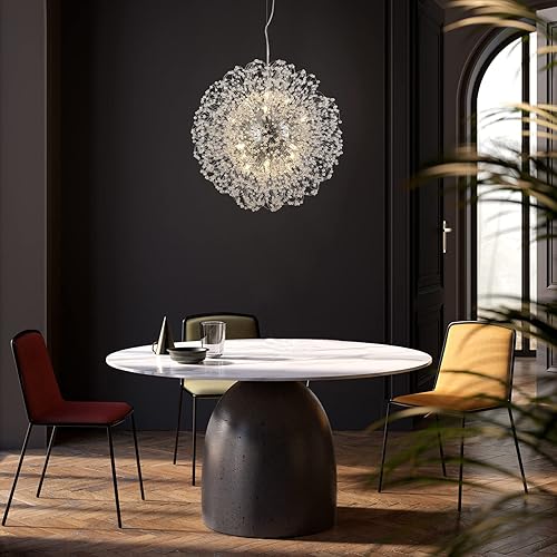 Miniatura 5 de Isamacc Candelabros modernos de cristal, lámpara colgante Sputnik grande de 16 luces para comedor, lámpara de fuegos artificiales cromada, lámpara