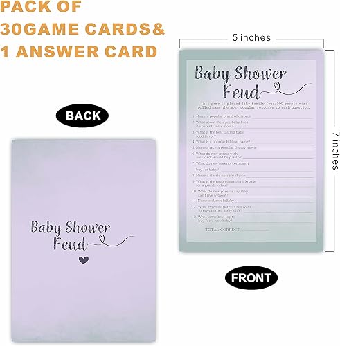 Miniatura 2 de Tarjetas de juego para baby shower, 30 colores degradados de uva para baby shower, tarjetas de juego de doble cara de 5 x 7 pulgadas para niños o