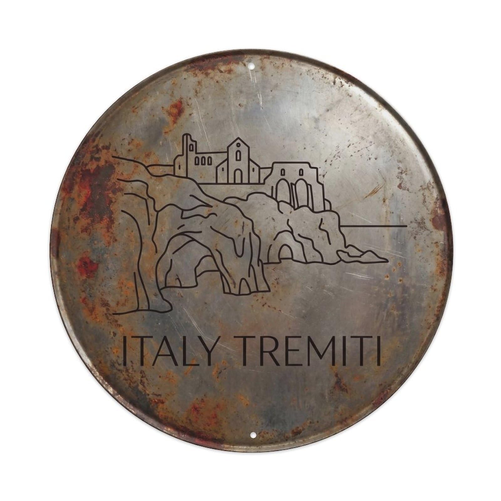 Tremiti Caves Italian Clean Line Harbor Landmark Metal Tin Sign