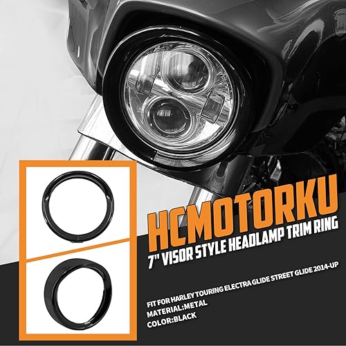 Miniatura 10 de Anillo de visera para faros delanteros de motocicleta de 7 pulgadas, ajuste para Harley Touring Road King Street Glide Electra Glide Tri Glide 2014