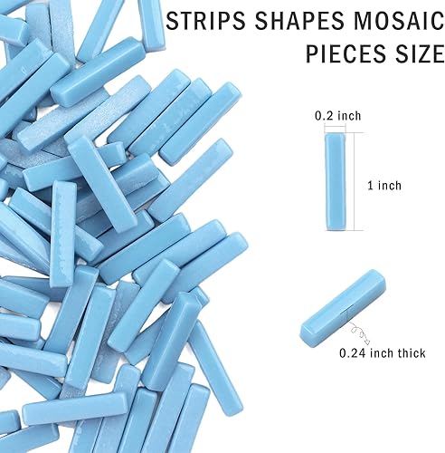 Miniatura 5 de Azulejos de mosaico azul para manualidades,Piezas de vidrio de mosaico de 5.29 oz,Tiras formas de azulejos de vidrio para manualidades,Suministros