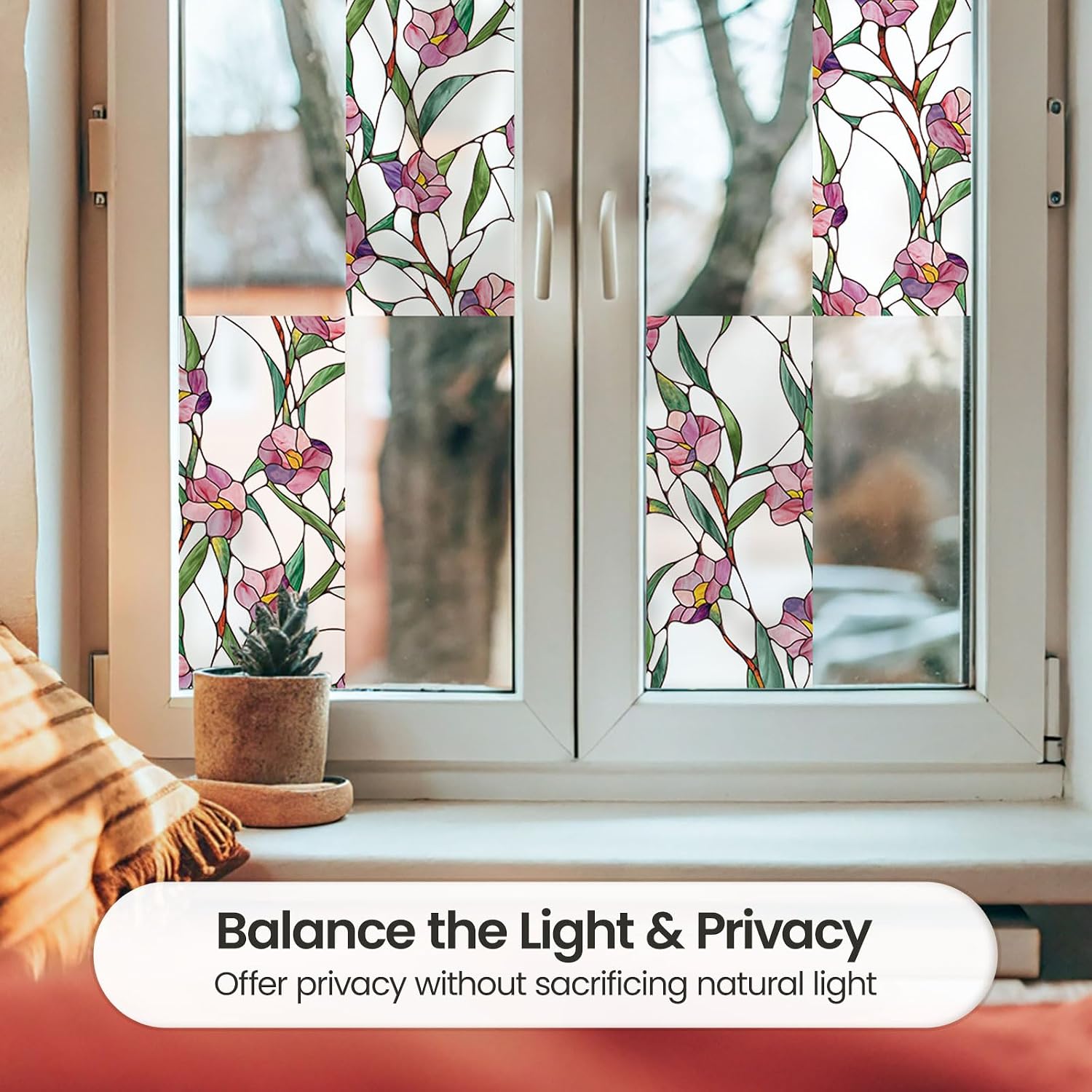 ADD.HERES Window Privacy Film, 3D Stained Glass Window Film, 6x12in
