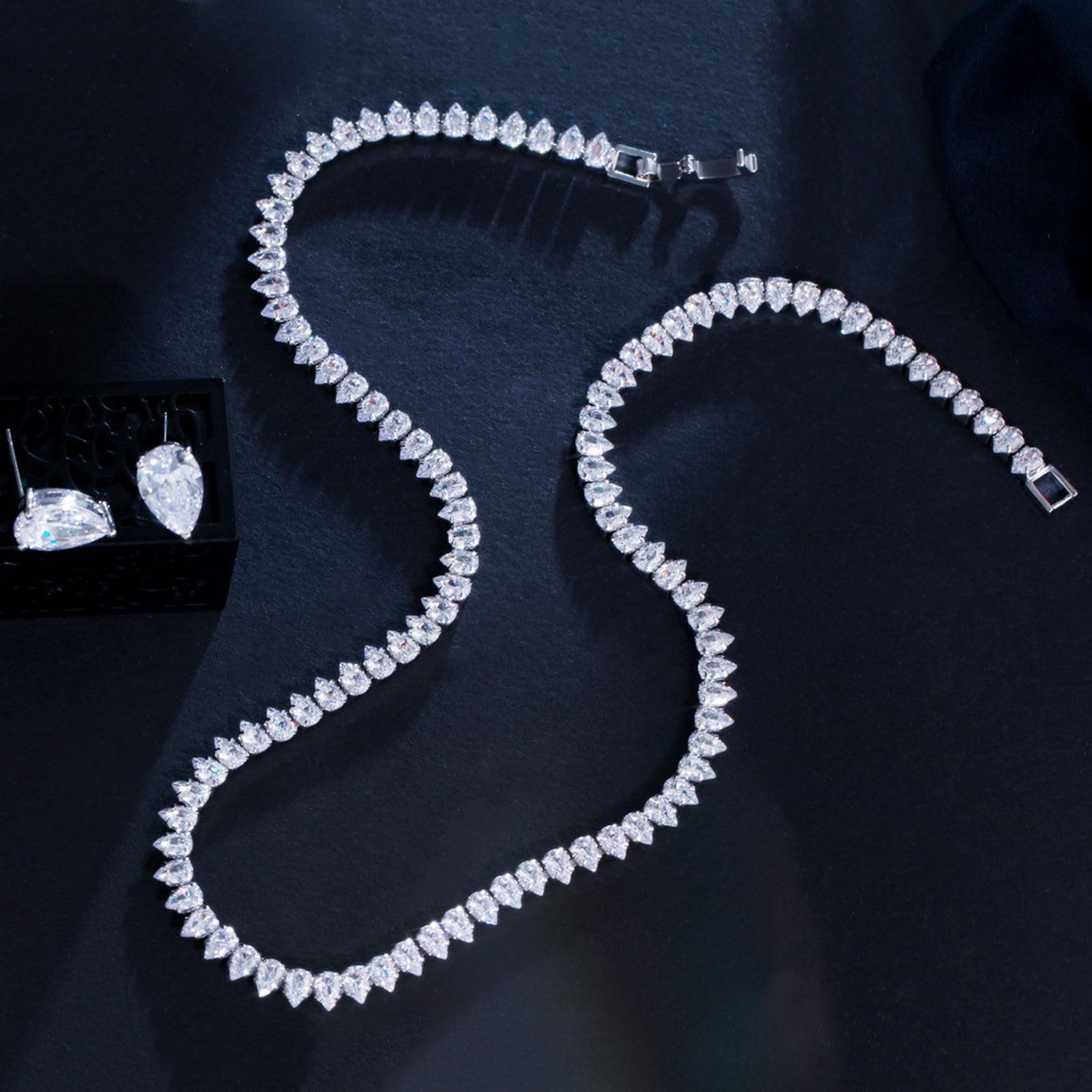 Set di gioielli da sposa per donna, collana AAA + zircone set di gioielli anallergici regalo di compleanno per fidanzamento matrimonio, set di gioielli da sposa per donna per festival