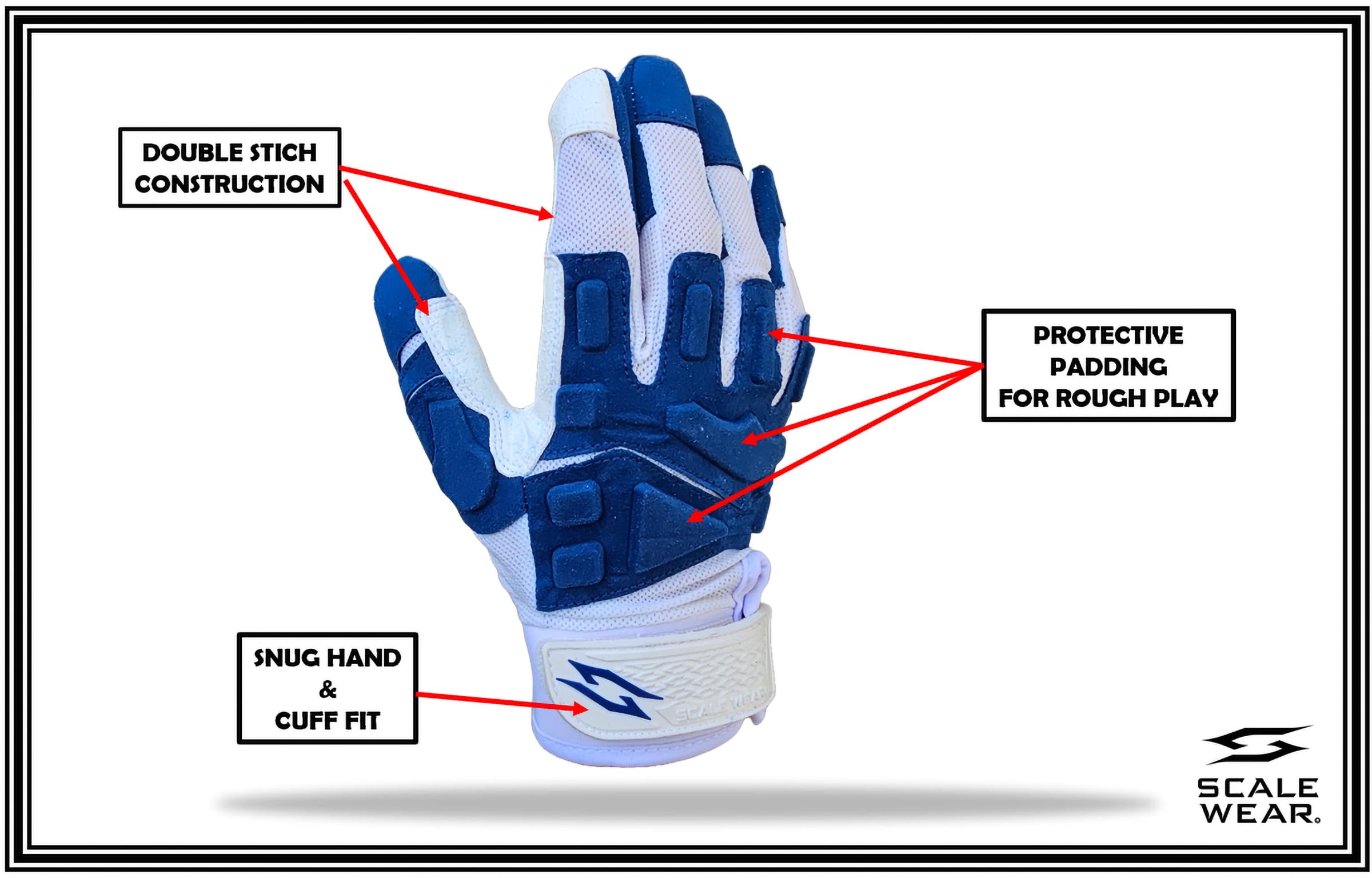 Stealth Padded Football Lineman Gloves – White, Battle College Lineman, Be a Villain Not a Joker with Padded Stealth Football Gloves with Padded Protection, Youth, Kids, Men, Boys, Small to XXL Sizes