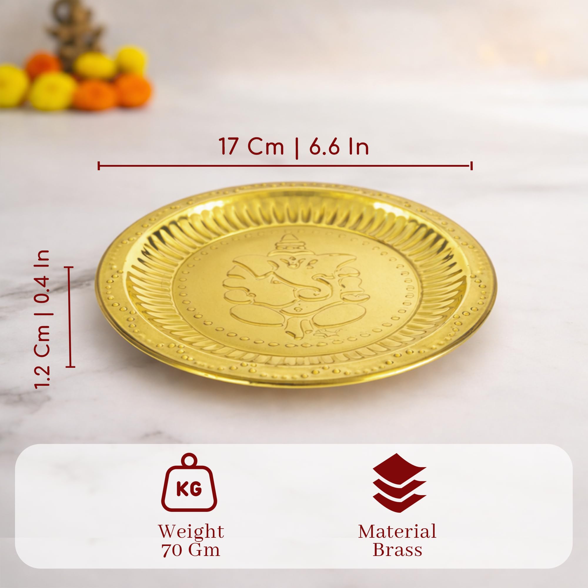 Brass Ganesha Pooja Thali - Home Temple Decor -6 Brass Ganesha Pooja Thali - Home Temple Decor -6