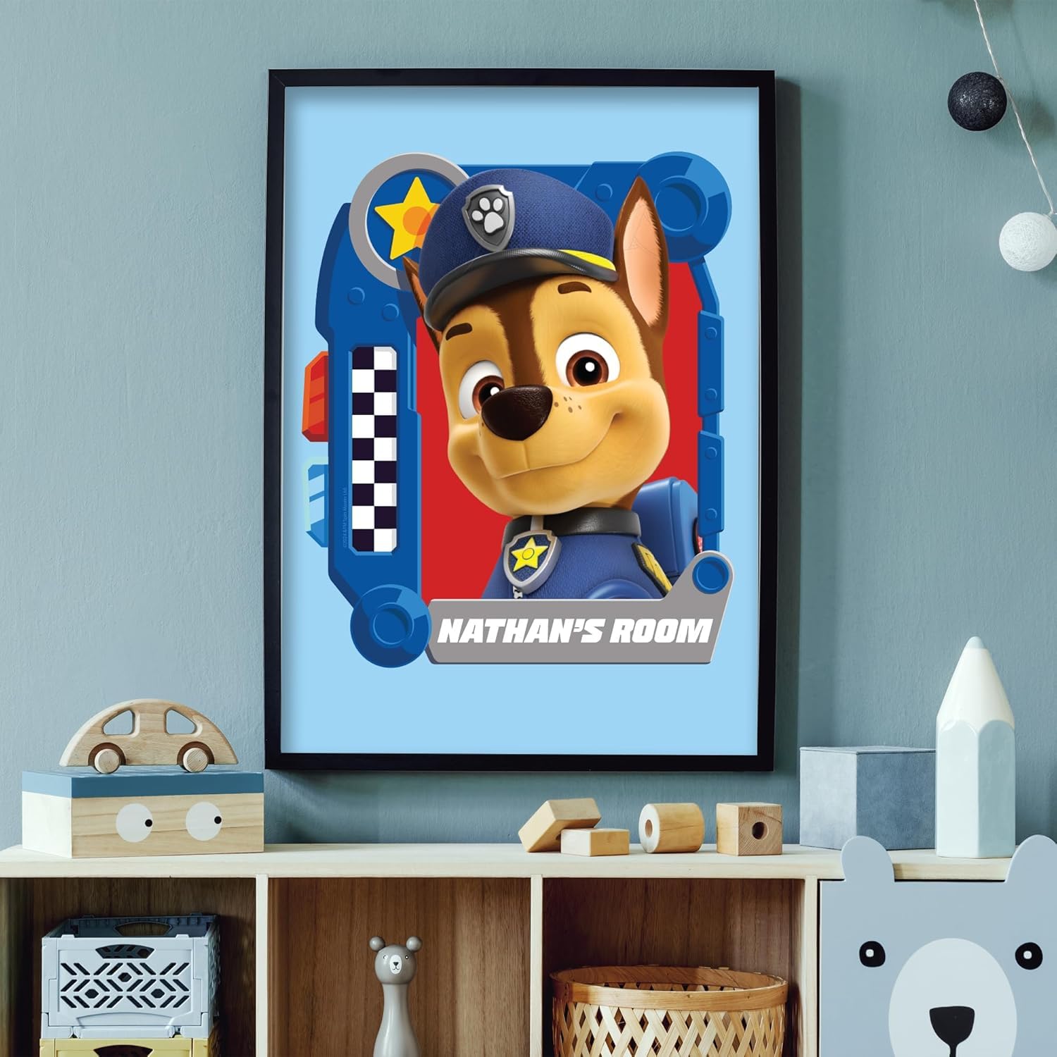 Themed Paw Patrol Print - Chase Graphic Personalised Poster Wall Art (42cm x 59.4cm - A2)