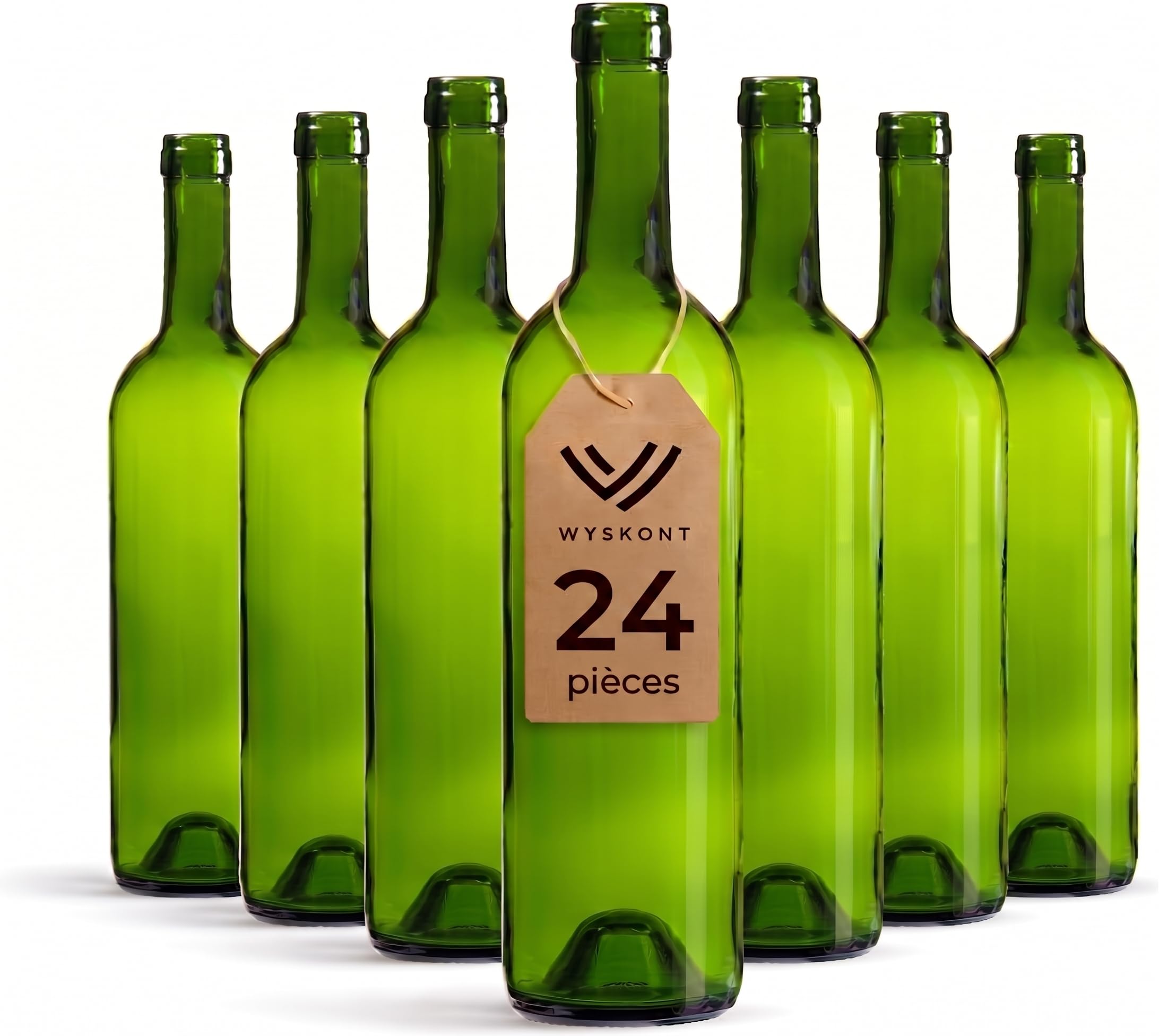 Bouteille 750ml Bordeaux 24 pièces - Bouteilles de vin vide pour brasserie à la maison - Boîte de rangement pour boissons - Décoration de service - En verre vert
