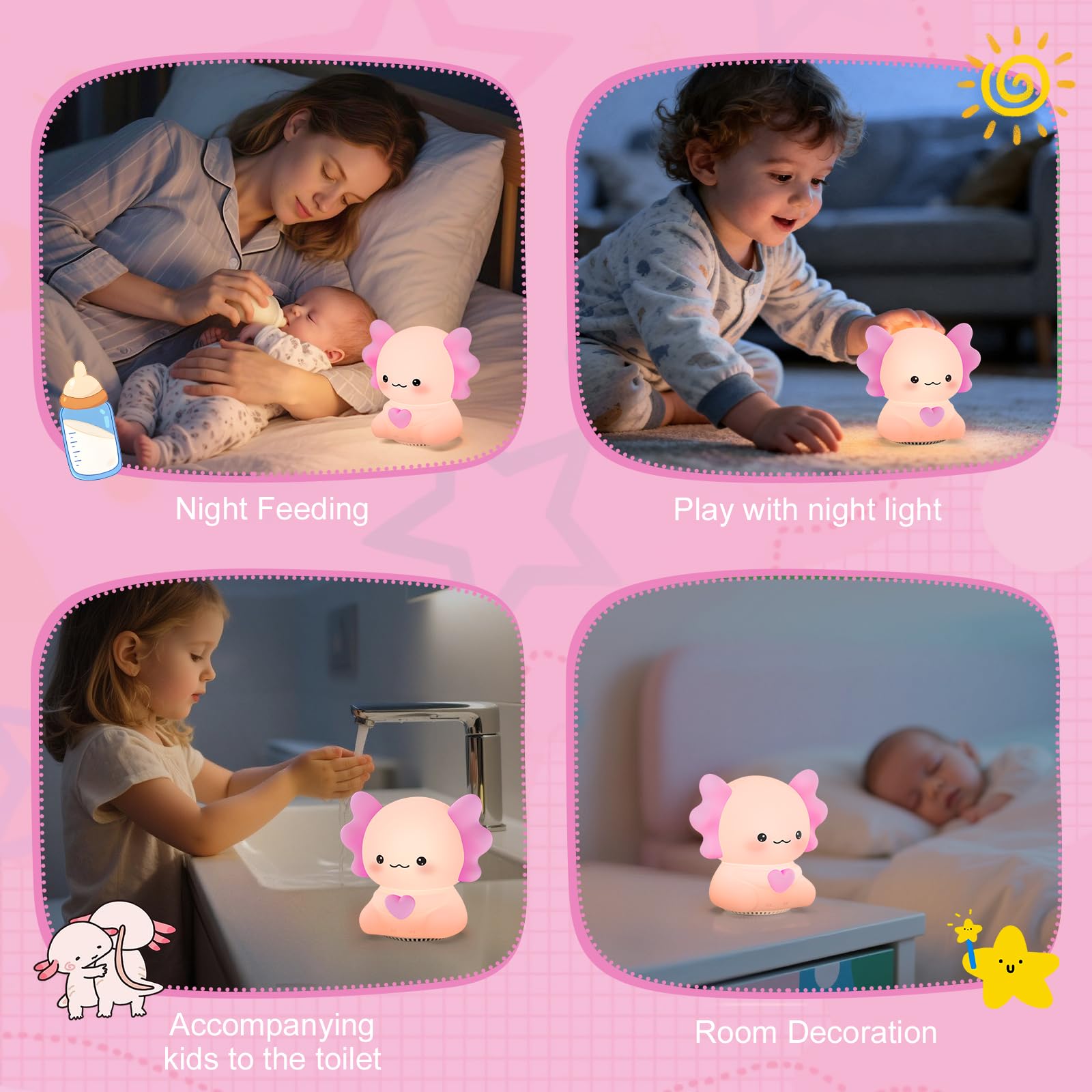 Kinder-Nachtlicht mit kabellosem Lautsprecher, tragbar, 7 Farben, dimmbar, warme Berührung, Nachtlampe mit Fernbedienung, weißes Rauschen, Maschine für Babys, mit Nachtlicht