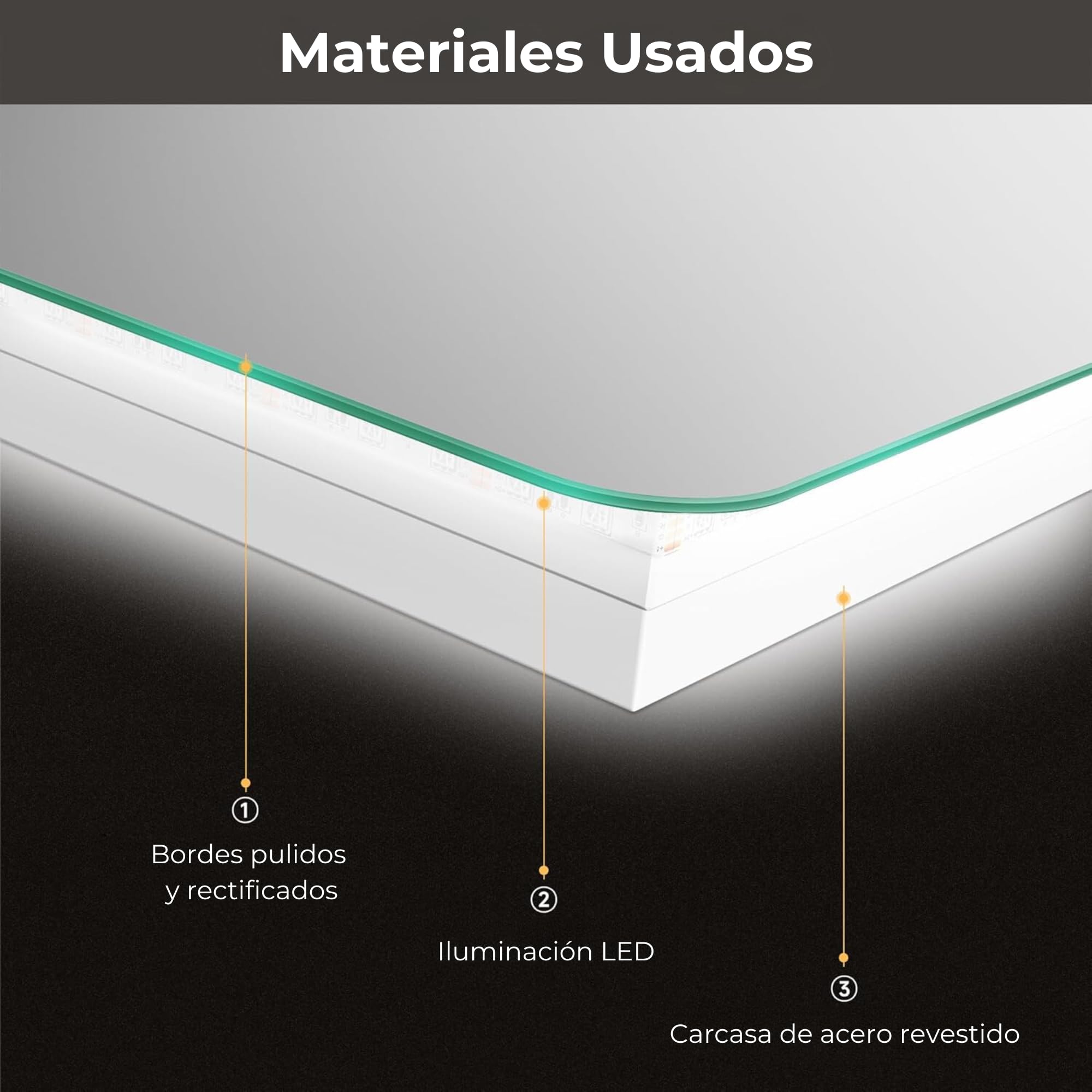 LEDIMEX - Espejo Redondo Baño con Luz LED 90cm Retroiluminado | Espejo Inteligente Pared con Luz Cálida 3000k sin Marco para Mueble de Baño | Serie Oporto
