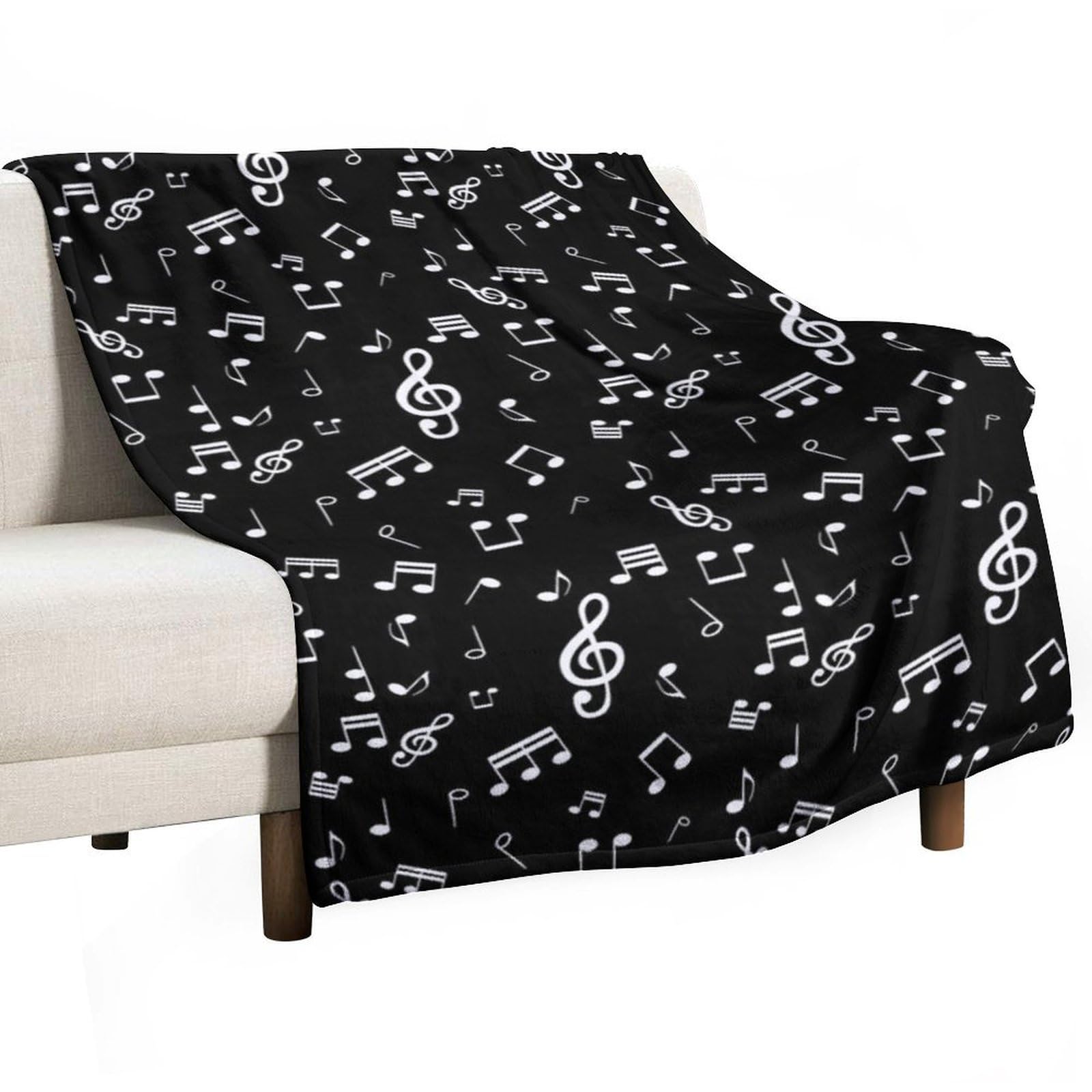 Hxwokrum Flannel Blanket, Music Note Throw Blanket for Couch Sofa Bed Office, Soft And Comfortable Without Pilling