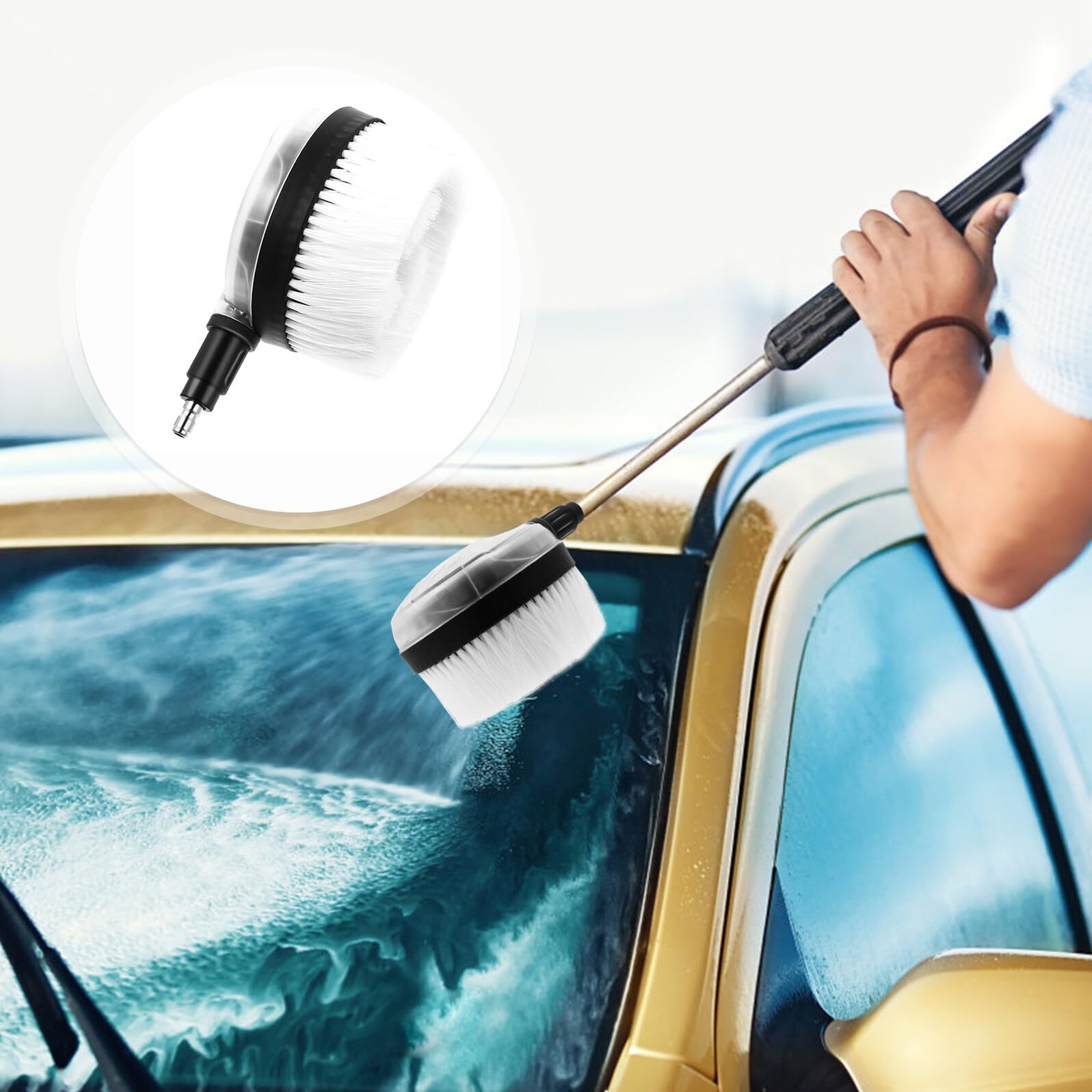 POPETPOP Hochdruck reinigungsbürste Schnellkupplung Rotierende Autowaschbürste Schonend für Autopflege Leicht Tragbar Effiziente Wasserstrahlreinigung