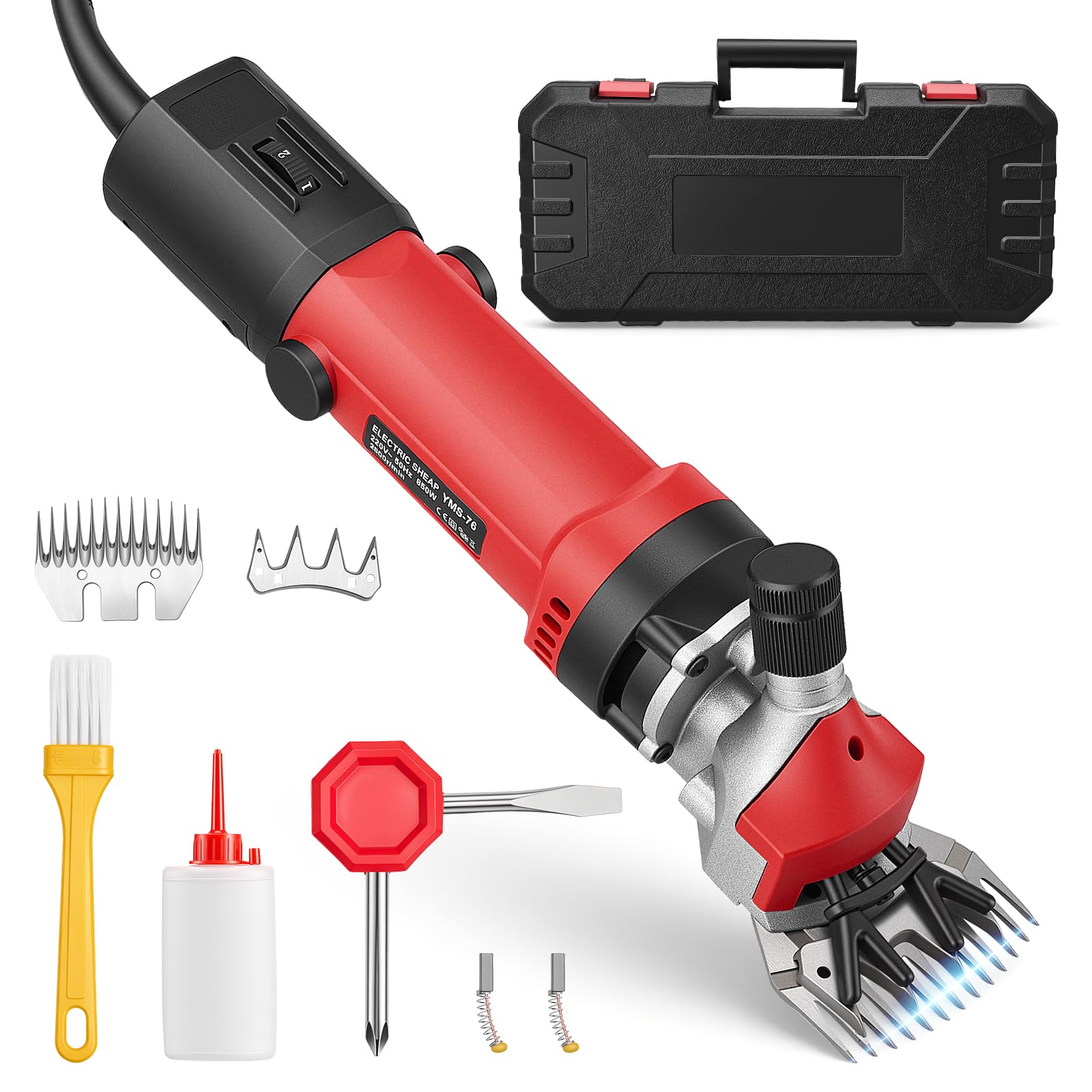 Tosatrice per pecore, 1000 W, tosatrice professionale per pecore e cavalli, con custodia, 6 velocità e cavo di alimentazione da 3 m, tosatrice elettrica per pecore 3200 giri/min