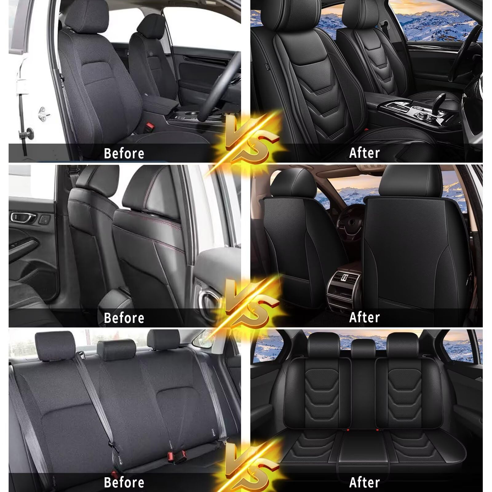 Car Seat Covers Full Set Fit for Ford Edge 2007-2025 2026 Luxury Faux Leather Automotive Seat Covers Waterproof — view 7