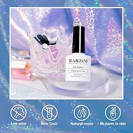 RARJSM Holographic Gel Nail Polish Blue Rainbow Glitter Reflective Iridescent Gel Polish Curing Required Unicorn Mirror Chrome Laser Effect Soak off for Summer DIY Salon Home Manicure 7.5ML