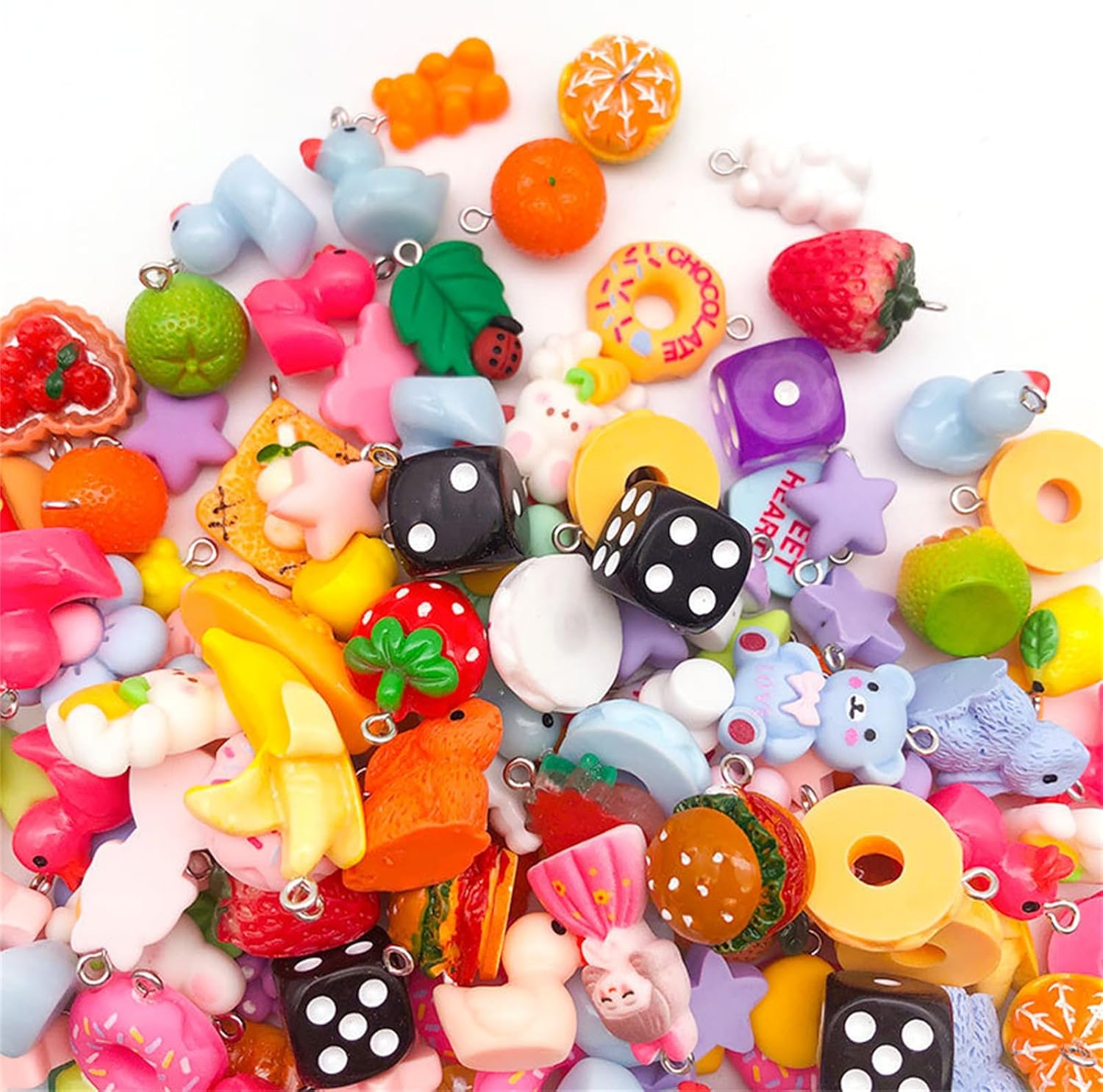 Pack of 20 Assorted Colorful Resin Charm Animal Fruit Food Pendants for Jewelry Crafting Necklace Bracelet Accessories - Image 4