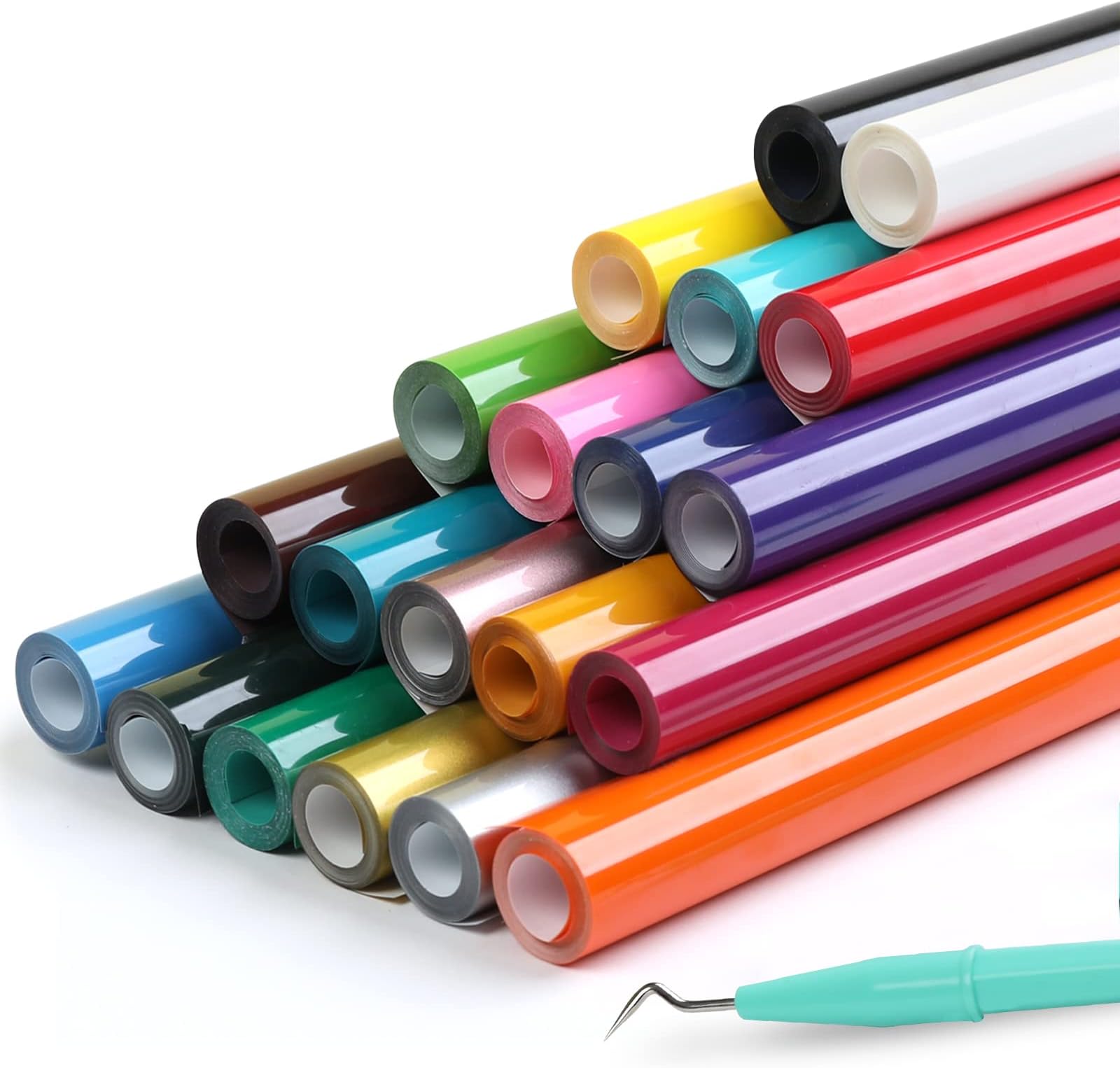 HTVRONT HTV Heat Transfer Vinyl Bundle - 20 Pack 12'' x 3FT Iron on Vinyl for All Cutting Machine, Easy to Use Heat Transfer Vinyl for T Shirts, HTV Vinyl Bundle with 20 Assorted Colors