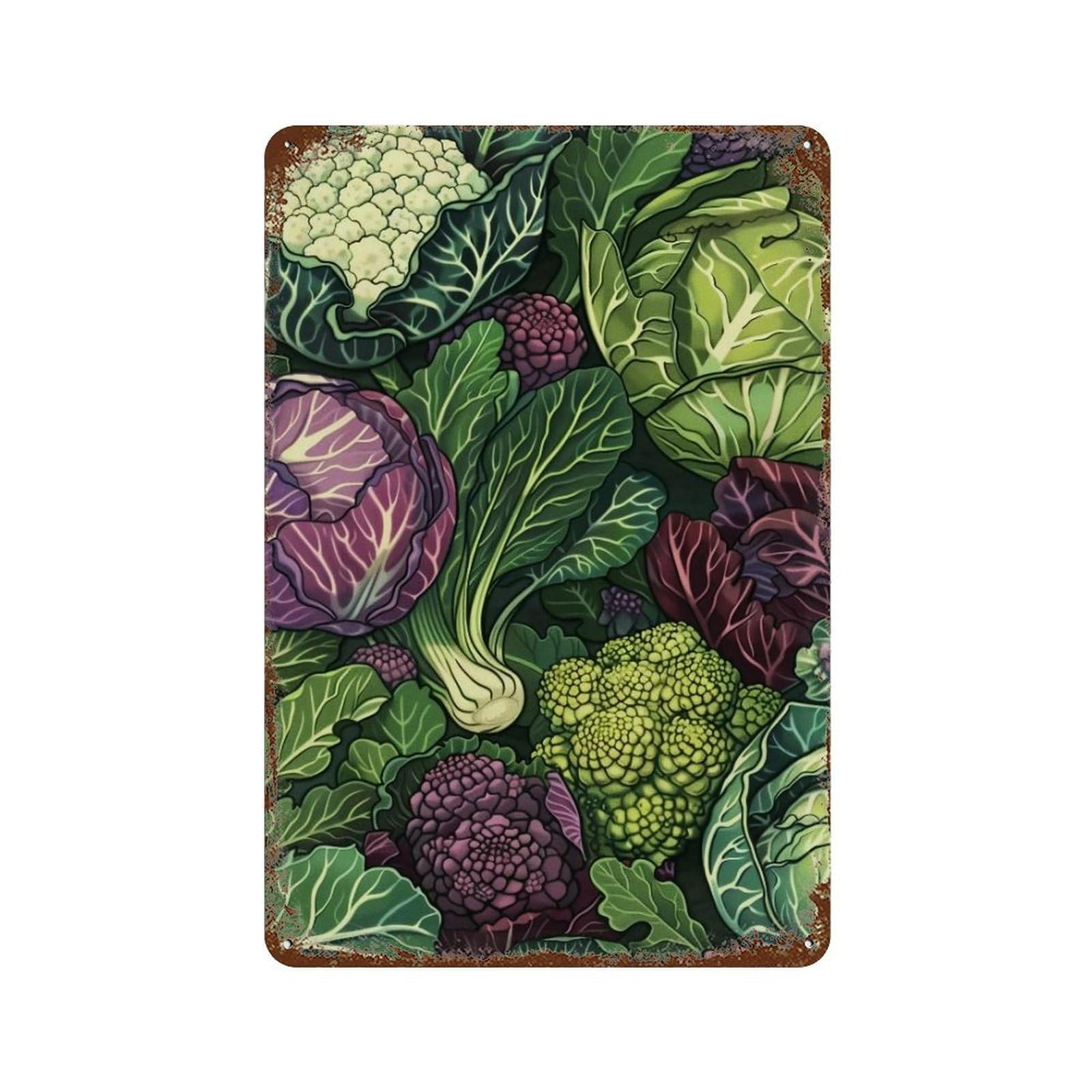 WUJHGRSG Mosaic Vegetable Tapestry 02 Wall Art Retro Iron Vintage Metal Tin Sign Poster Modern Decor for Home Cofffee Club Bar Shop Style 30x20cm