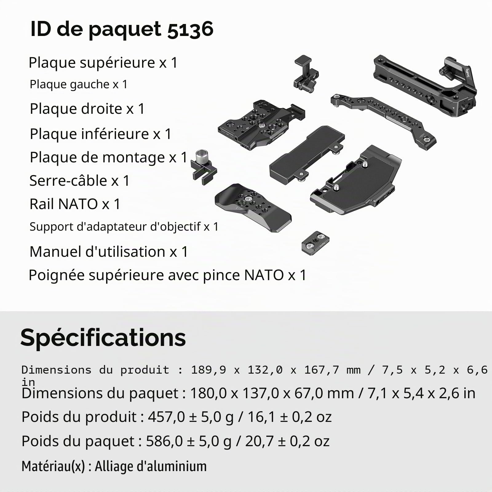 SMALLRIG Cage Kit pour Canon C80 Design modulaire avec plaque supérieure, latérale et inférieure, rail OTAN, support adaptateur d'objectif, pour pince HDMI, cage vidéo pour appareil photo avec griffe