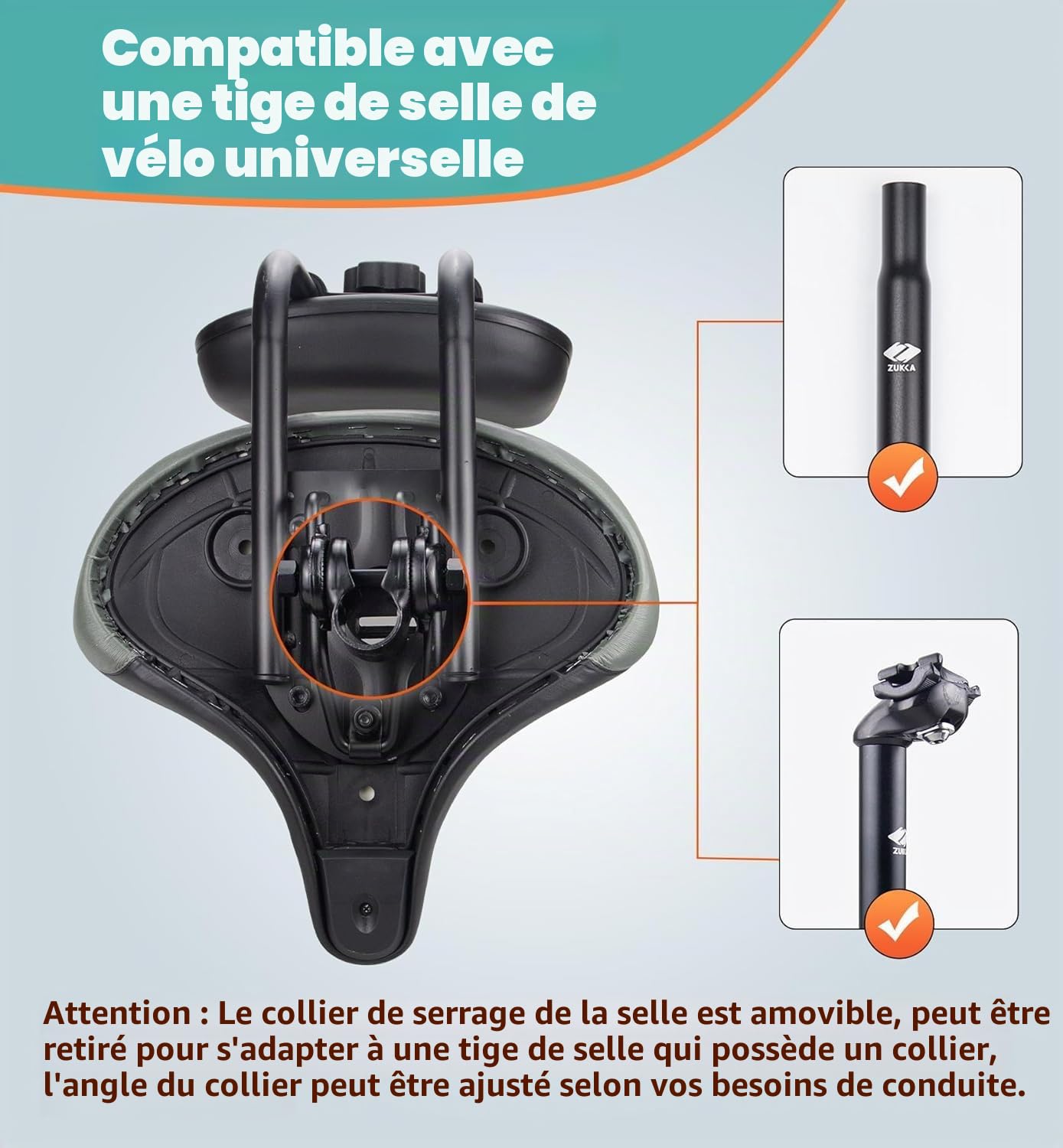 ZUKKA Selle de vélo avec dossier, selle de vélo universelle allongée, selle de rechange pour siège arrière souple en polyuréthane pour VTT, tricycle, trajets de vélo