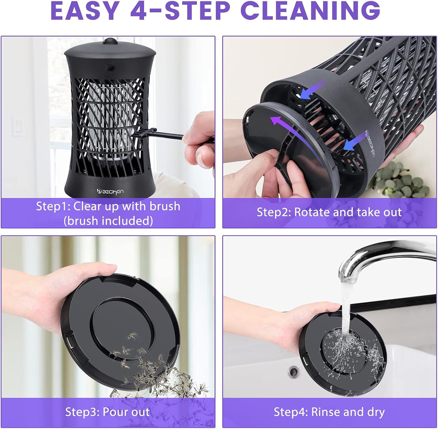 BEICHEN Bug Zapper 4200V Electric Mosquito Zapper Waterproof Outdoor Indoor Mosquito Killer for Home Patio Backyard [Covers 1500 Sq.ft, 7.5ft Cord] : Patio, Lawn & Garden