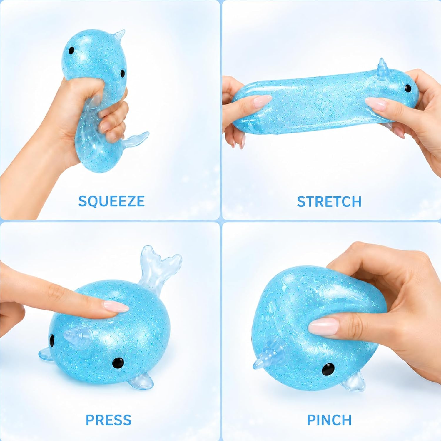Narwhal Squishy Toy,Large Sensory Fidget Toy for Daily Relaxation Gifts image 2