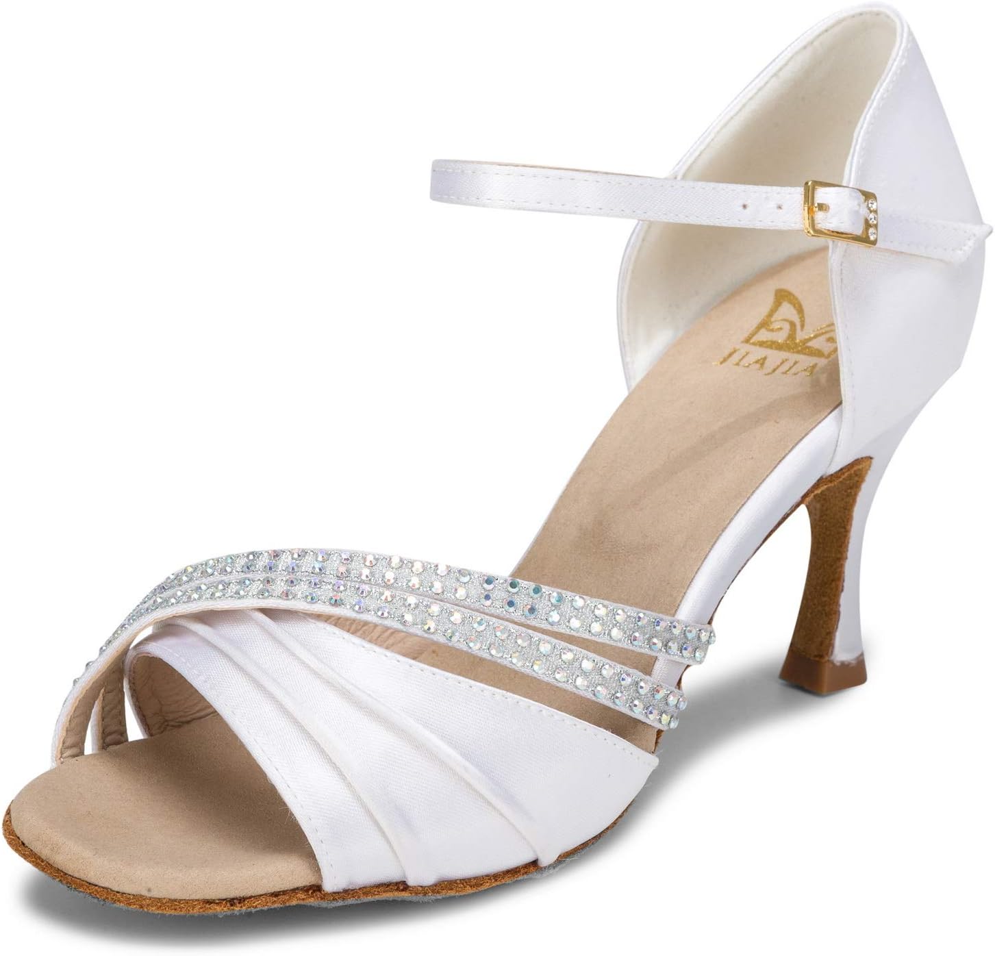 Amazon.com | JIAJIA 20524 Women's Satin Sandals Flared Heel