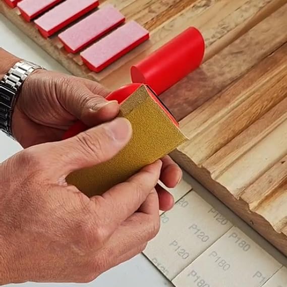 16pcs Hook and Loop Sanding Block Kit with 40pcs Sandpaper Sheets,Interchangeable Assorted Contoured Profile Sanding Pad Tools Set,Hand Sand Chassis for Wood Furniture,Auto Paint and DIY Crafts
