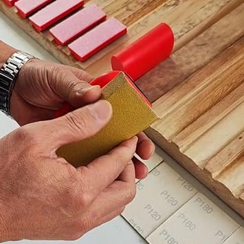 16pcs Hook and Loop Sanding Block Kit with 40pcs Sandpaper Sheets,Interchangeable Assorted Contoured Profile Sanding Pad Tools Set,Hand Sand Chassis for Wood Furniture,Auto Paint and DIY Crafts
