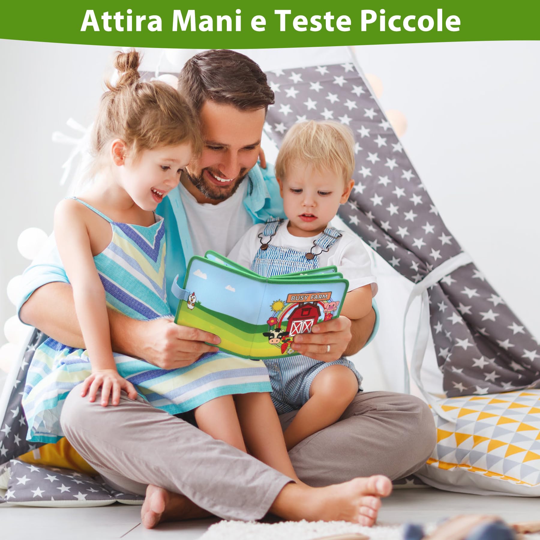 Meafeng Busy Board Libro Montessori Interattivo 1 Anno, 18 in 1 Busy Farm Quiet Book Montessori Sensoriale Educativo Giochi per Bambini di 1 2 3 4 Anni, Giocattoli da Viaggio per Bambini Piccoli