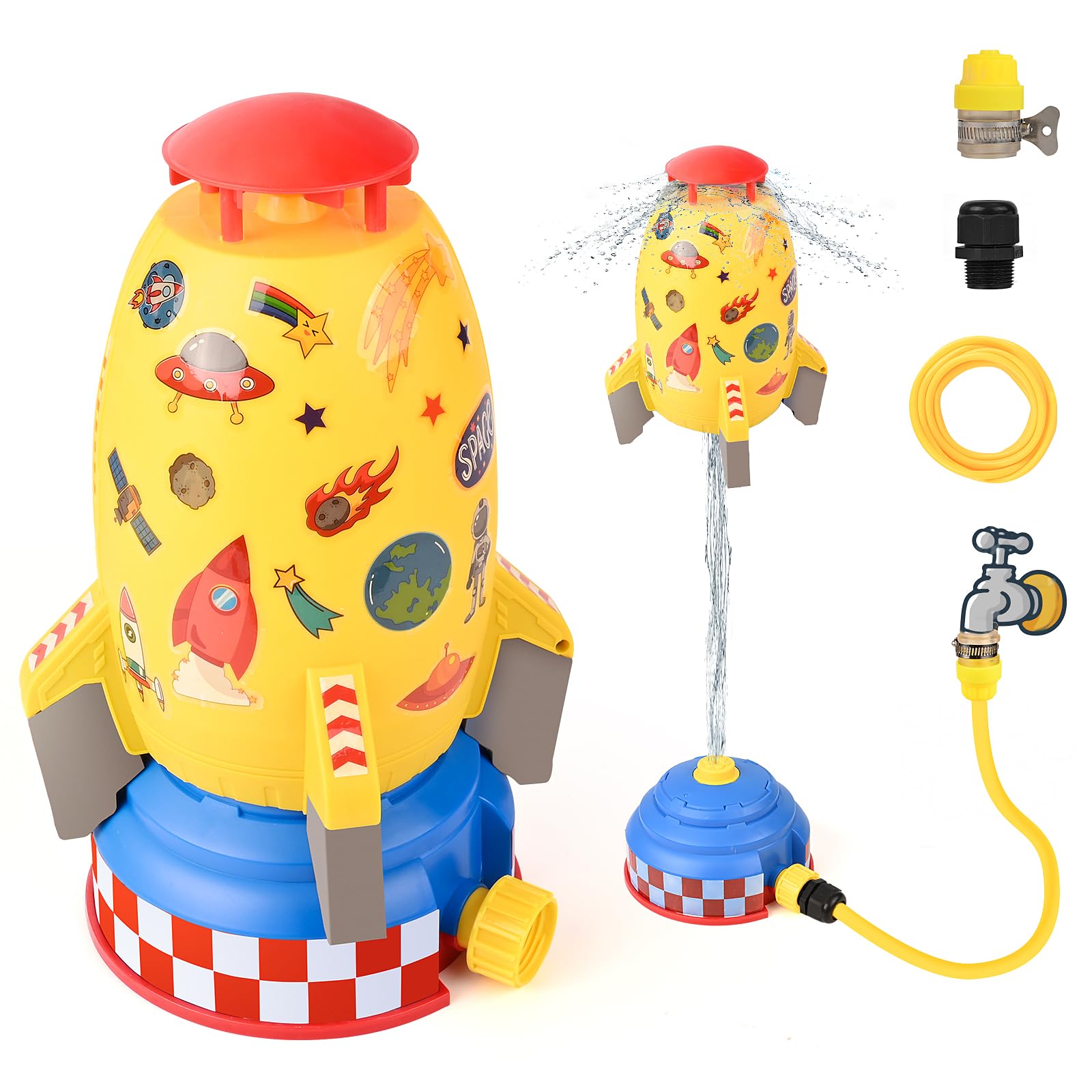 aspersor de Cohete Espacial,Aspersor de Juguete para niños, Juguete de Agua, aspersor de Agua para jardín Infantil, aspersor para jardín al Aire Libre, Juguete de Agua para Verano (Cohete)