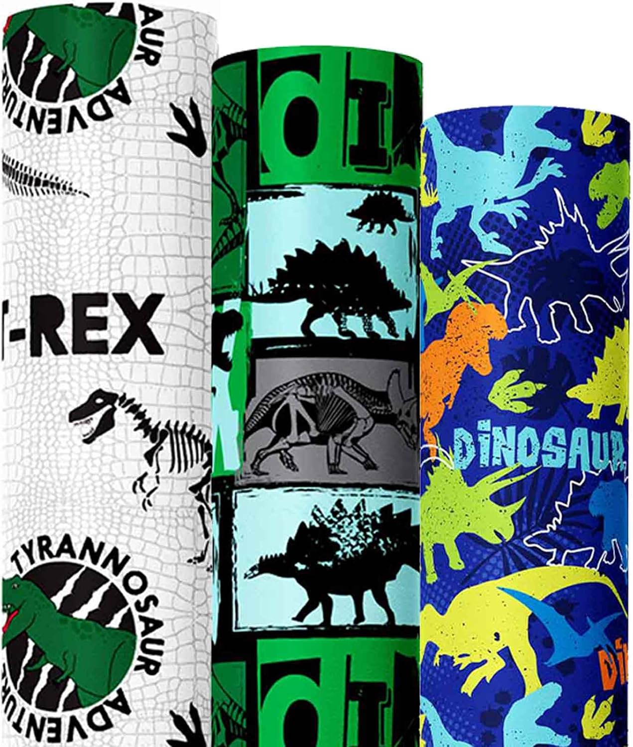 We Moment Dinosaur Wrapping Paper Rolls 3 Rolls 17 inch X 120 inch Happy Birthday Wrapping Paper Girl Kids Boy Dinosaur Wrap Paper For Dinosaur Party Birthday Wrapping Paper