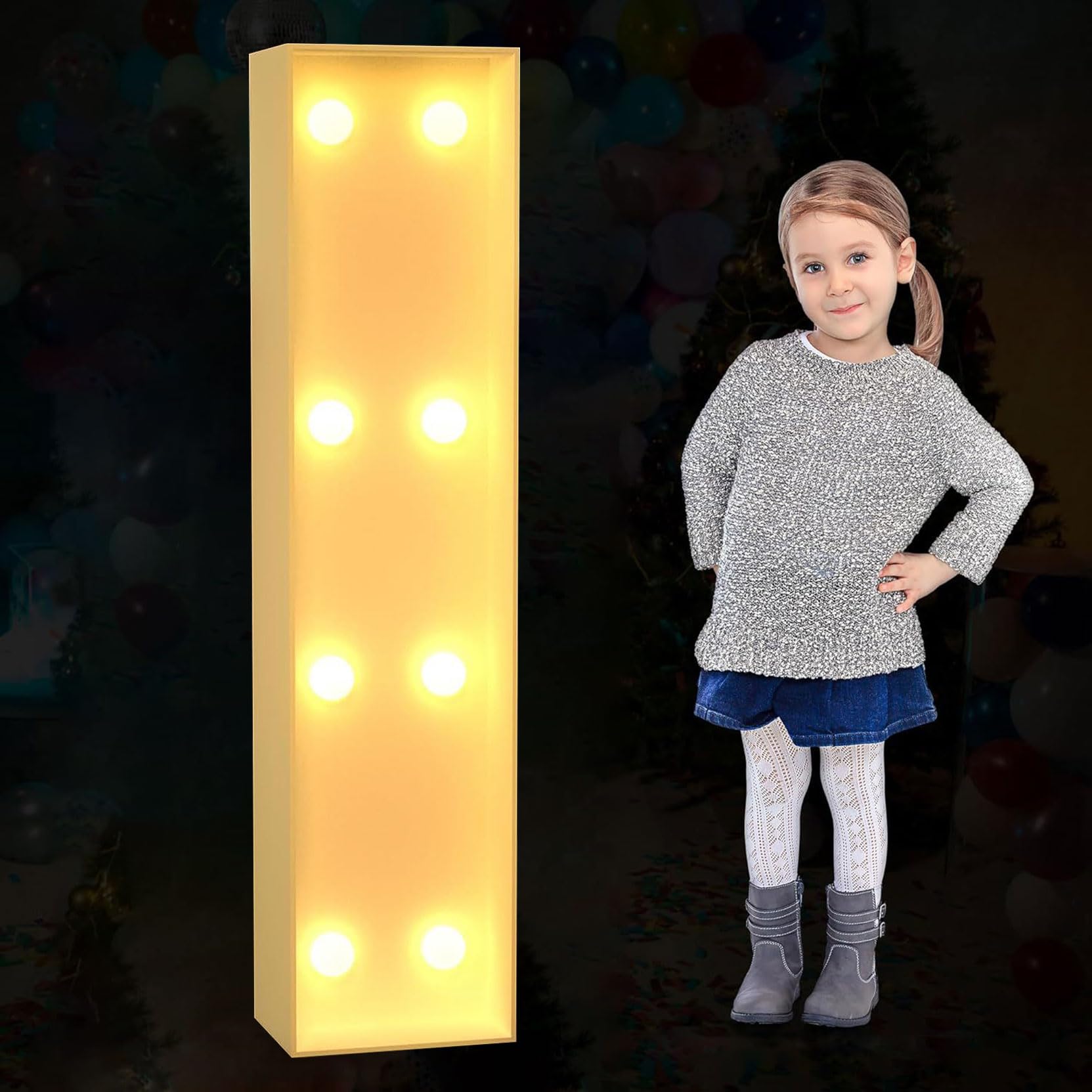 Large Marquee Letter Light Up, Decorative LED Alphabet Lights, Party Decor Pre-cut Foam Board Set for Wedding Birthday Holiday, Letter I, 70cm-2.3ft — image 1