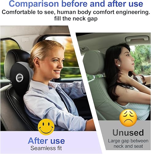 Miniatura 6 de LIQUN Almohada acogedora de apoyo para el cuello del automóvil, almohada de espuma viscoelástica para reposacabezas de automóvil utilizada para