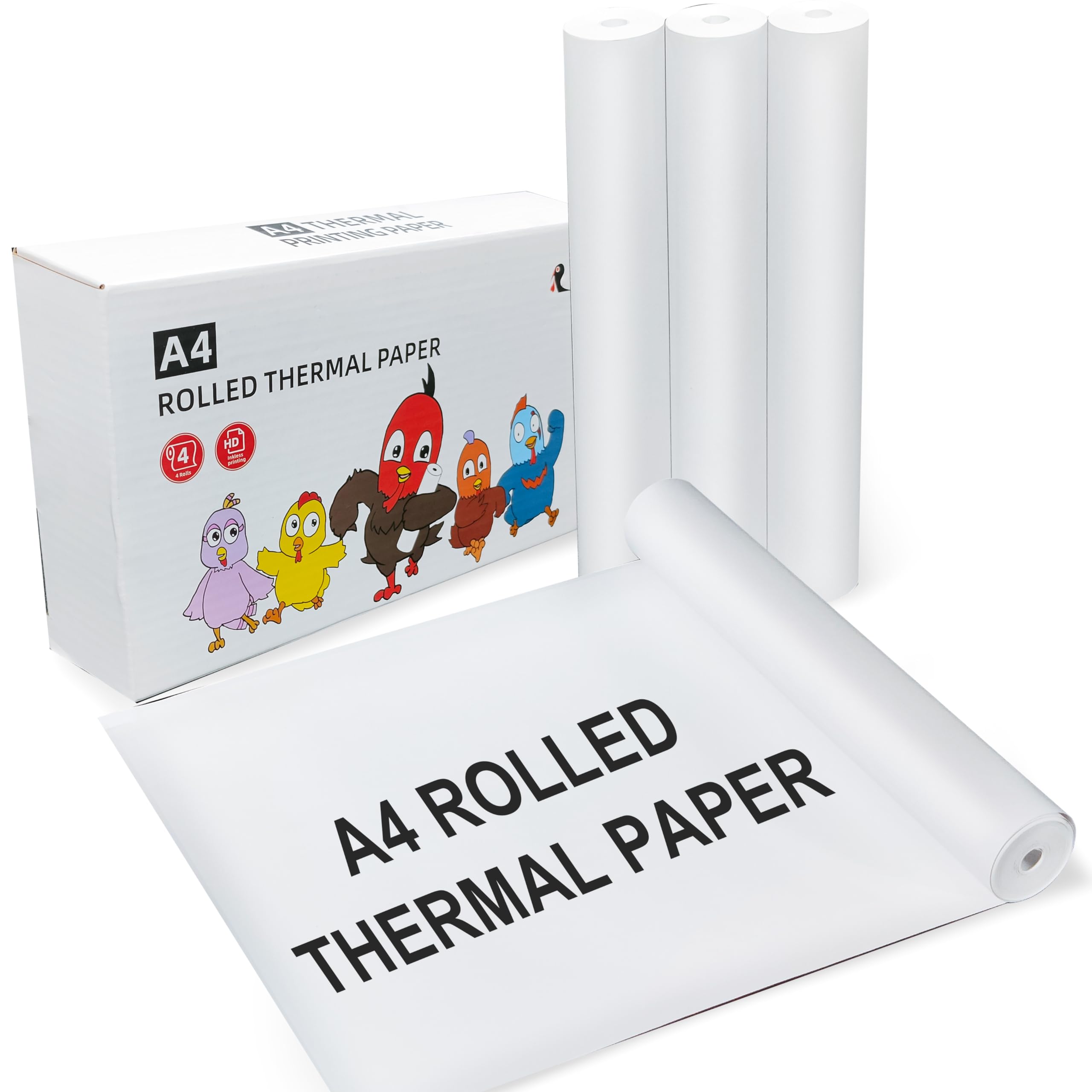 A4 Thermal Paper 4 Rolls, HUOJI 8.3''x11.7'' Thermal Printer Paper