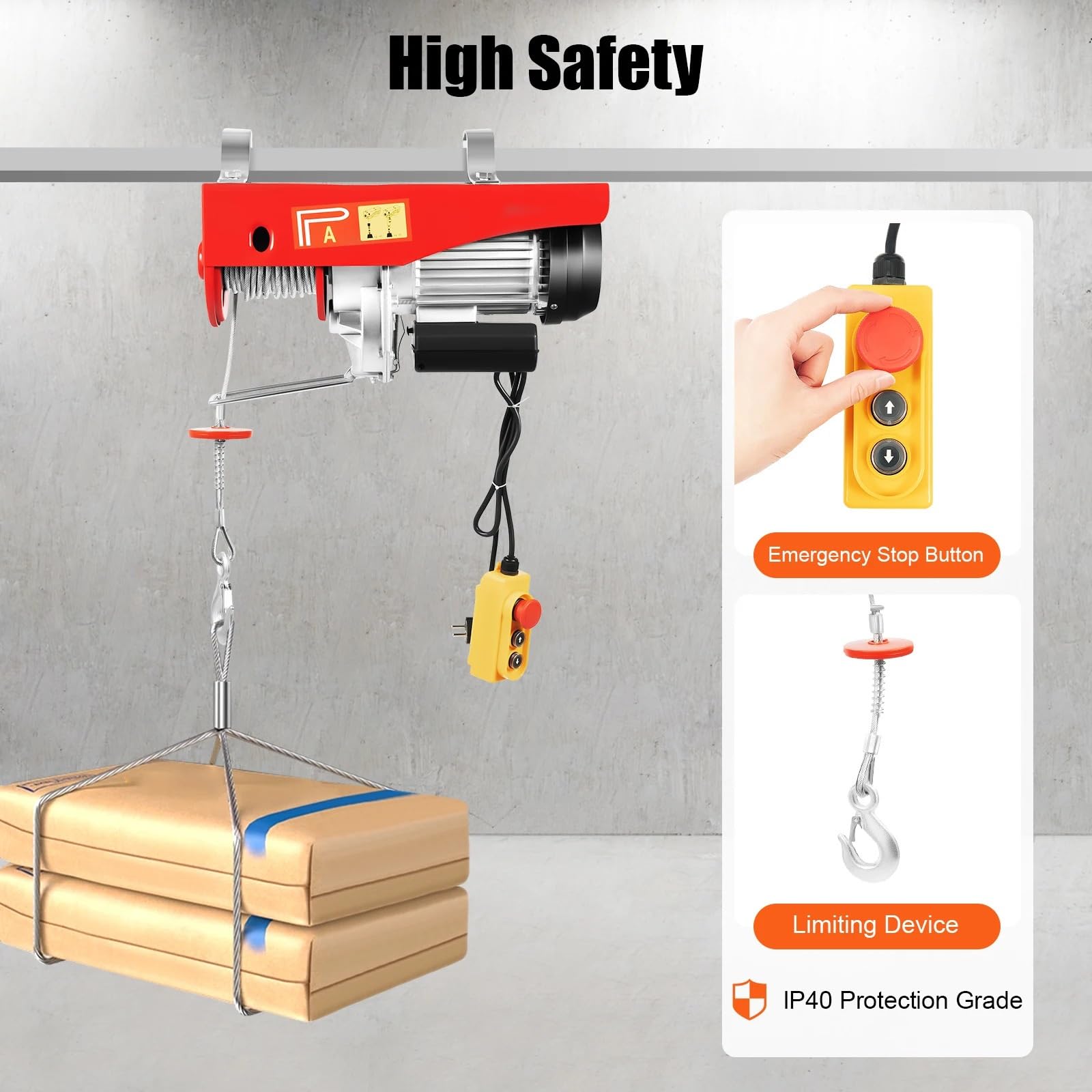 Montacargas eléctrico Elevador Polipasto eléctrico Modos de operación cuerda simple o doble Mecanismo freno seguridad incorporado Alta capacidad elevación Polipasto Eléctrico de Cable