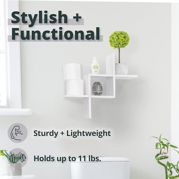 Greenco Criss Cross Intersecting Wall Mounted Floating Shelves Grc3149