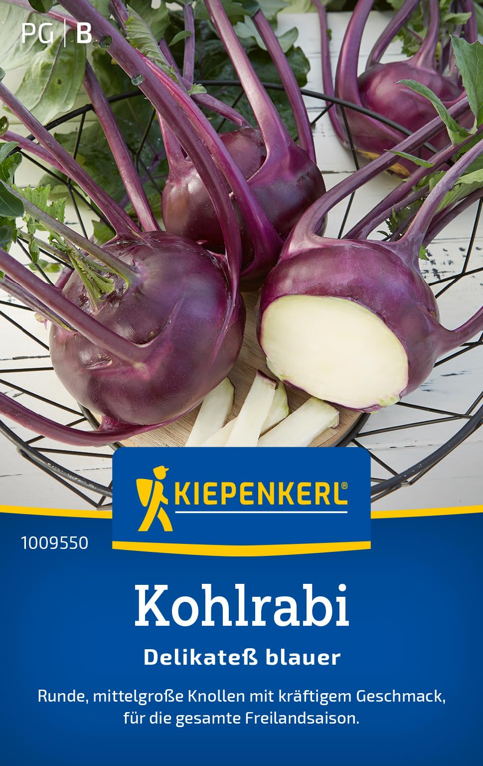 Kiepenkerl Kohlrabisamen Delikateß blauer 1009550 - Runde, mittelgroße Knollen - Inhalt für 150 Pflanzen - Gemüsesamen, Samen Gemüse, Saatgut, Samen Kohlrabi
