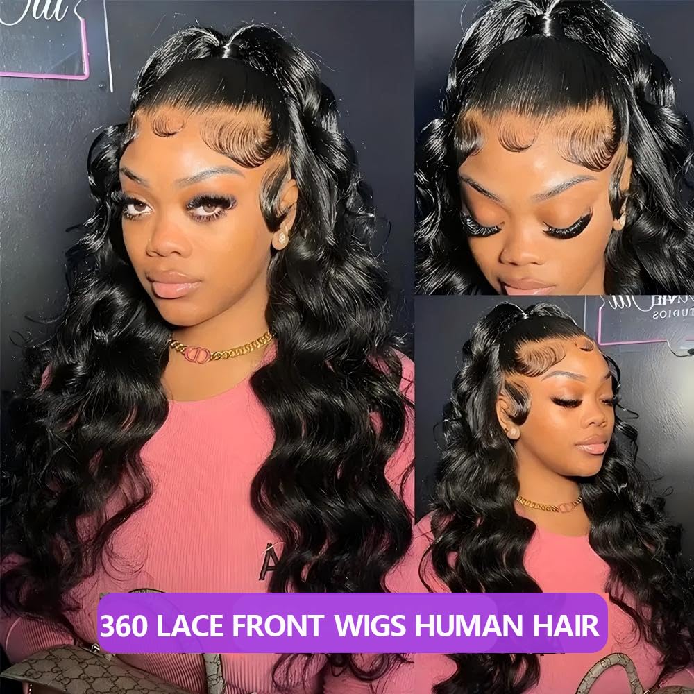 360 Lace Front Wig Human Hair 28 Inch Deep Wave 180 Density Glueless Amazon.com : Pizazz Hidden Strap 360 Full Lace Frontal Wigs  main image 4