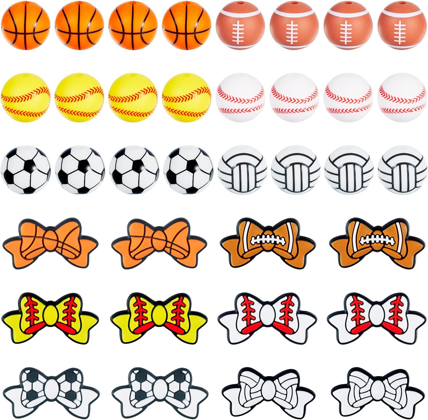 Magibeads 36 PCS Sport Silicone Focal Beads for Bracelet