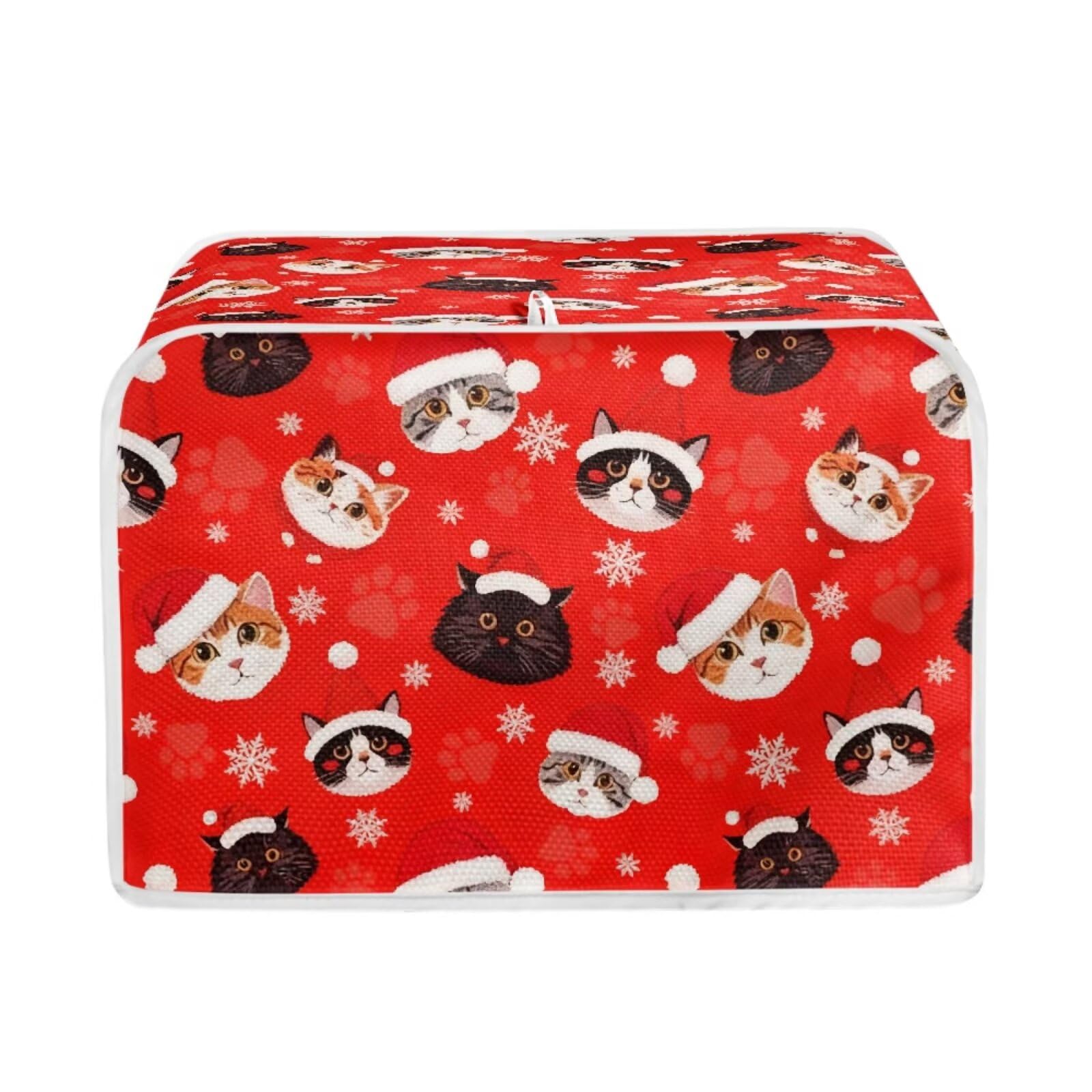 Christmas Decorative Toaster 2 Slice Cover Cat Snowflake Print Bread Maker Machine Covers Dust-proof Anti Fingerprint Protective Cover for Kitchen, Red