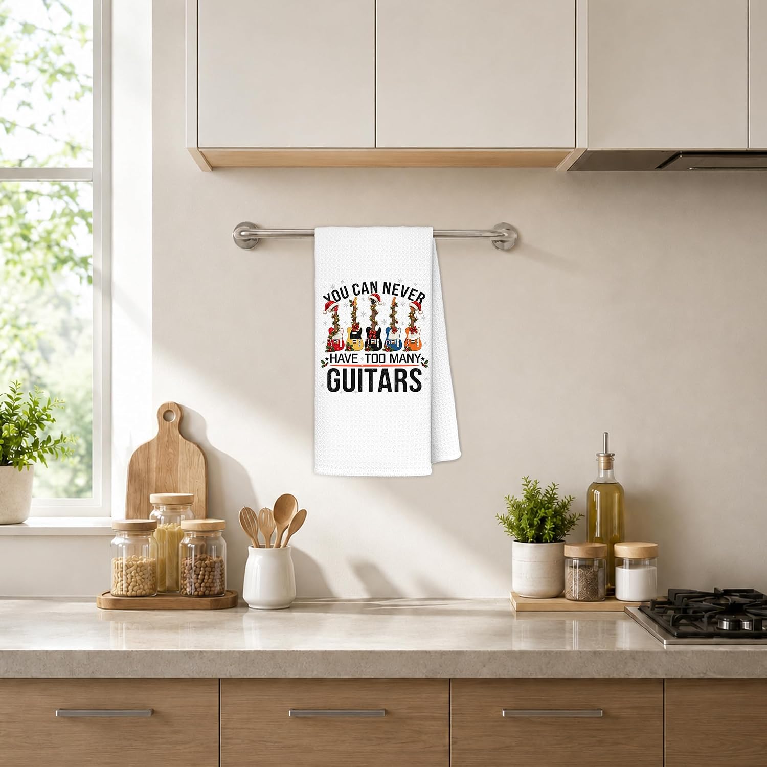 Christmas Guitar Musical Kitchen Towels 16x24, Music Lover Gifts image 2