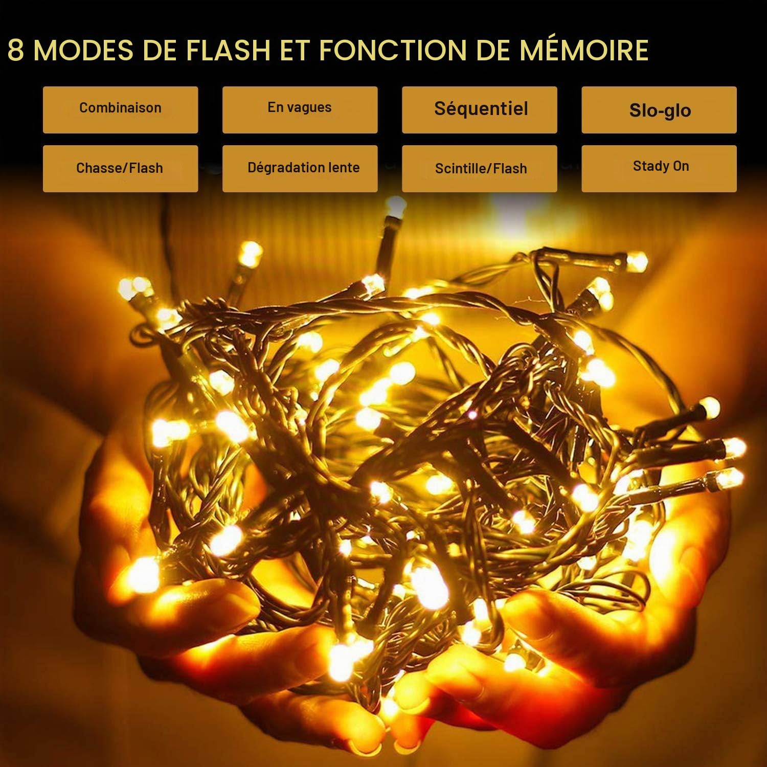 Quntis 1000 LED Guirlande Lumineuse 25M Eclairage 8 Mode, Décoration d'ambiance Extérieur Intérieur pour Maison Mariage Noël Anniversaire, Chaîne Lampe Lumière Blanc Chaud