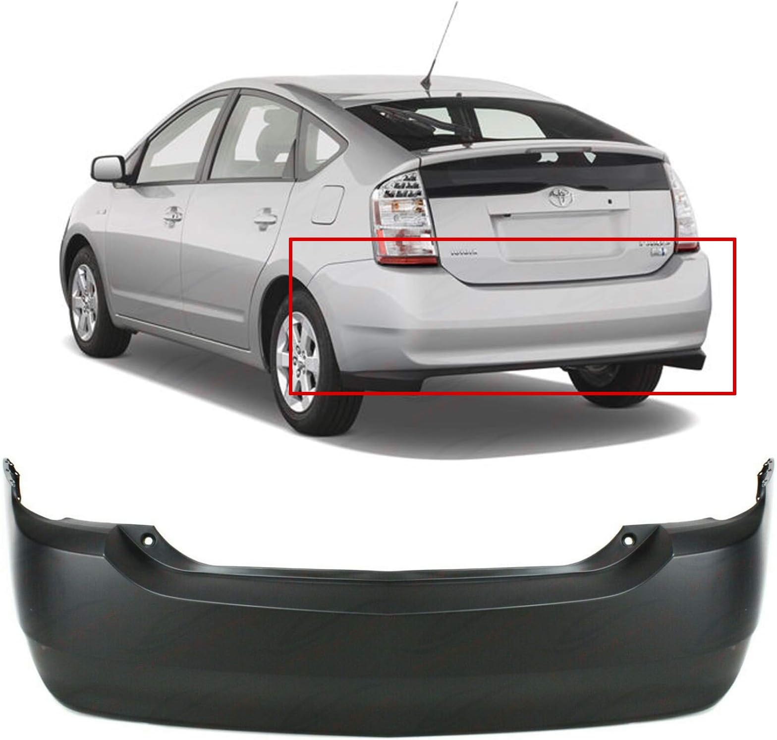 FitParts Compatible With Rear Bumper Cover 2004-2009 Toyota Prius base Touring Hatchback 04-09. New, Primed and Ready for Paint. TO1100239 5215947903 2005 2006 2007 2008
